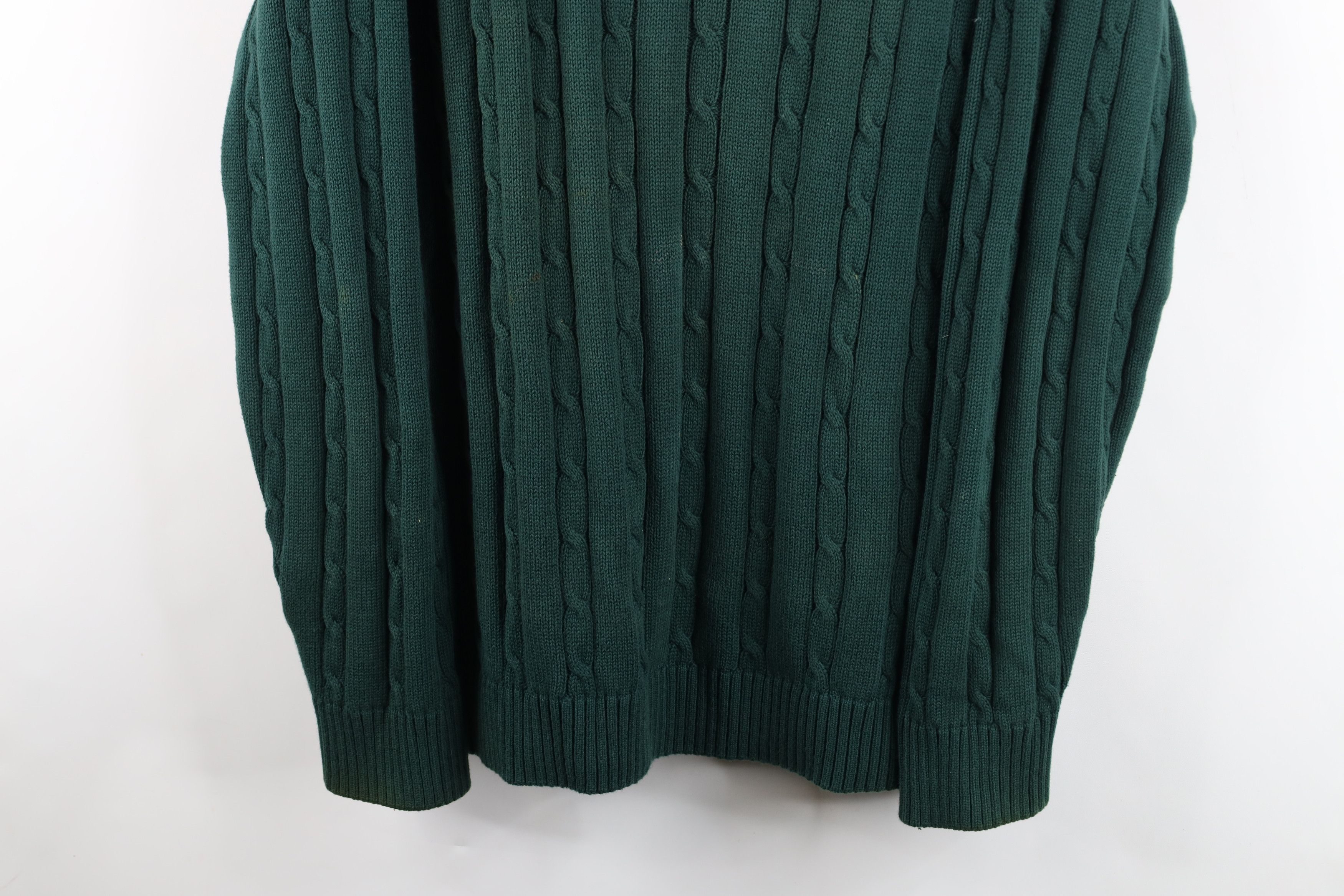 Tommy Hilfiger Vintage 90s Tommy Hilfiger Chunky Cable Knit Sweater Green Size US XL / EU 56 / 4 - 3 Thumbnail