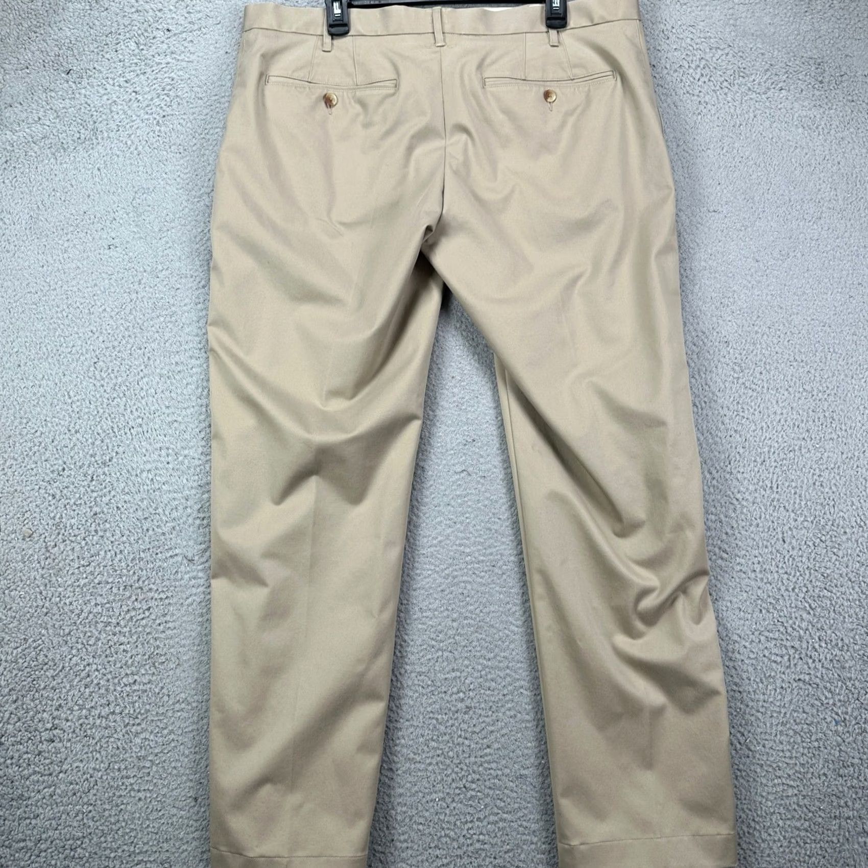 Proper Cloth Proper Cloth Chino Pants Mens 41X32 Flat Front Pockets Stretch Straight Leg Beige 98% Cotton 2% Spandex Casual Fit Mens Size US 36 / EU 52 - 2 Thumbnail