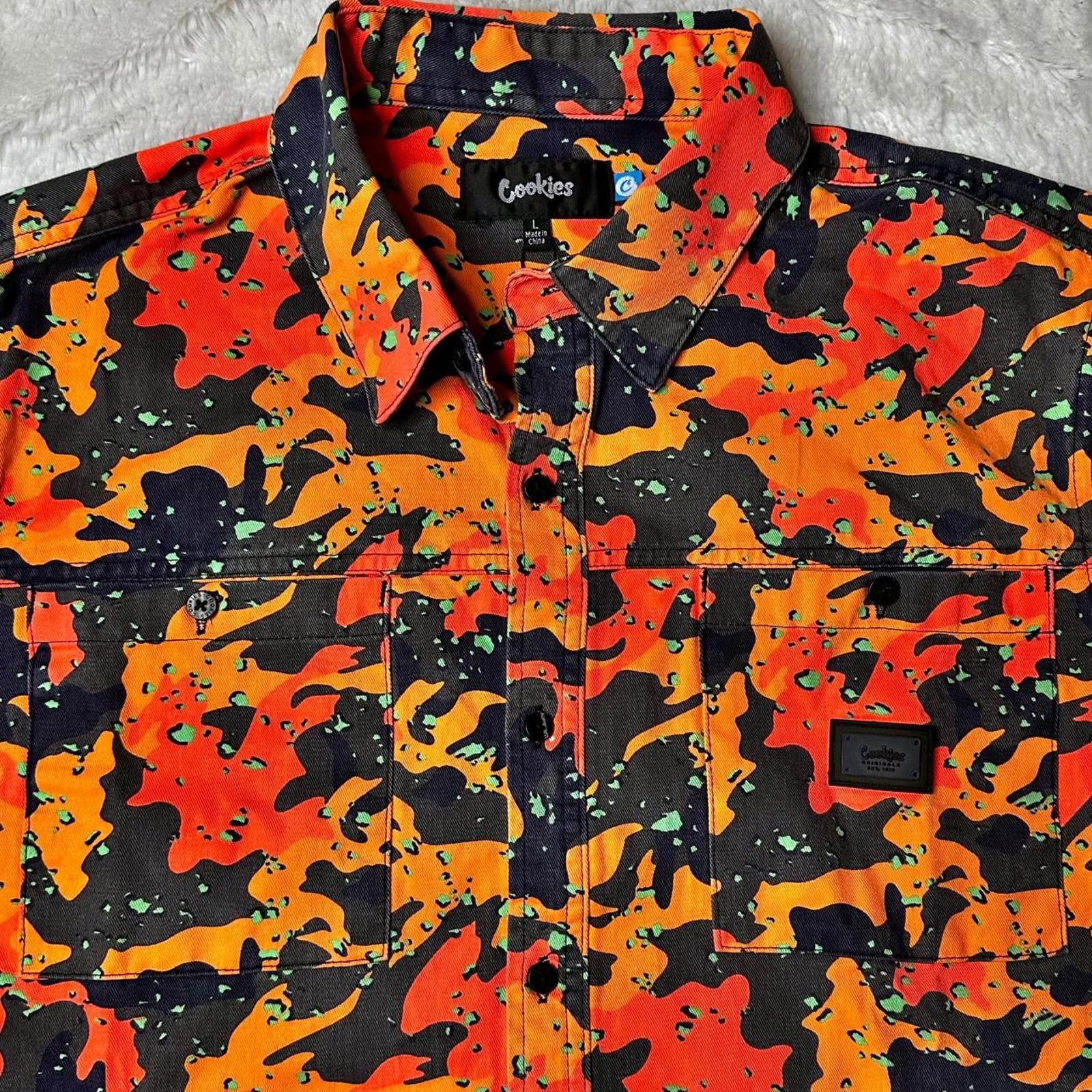Cookies NWT Cookies Orange Camo Print Button-Up Shirt Mens L Size US L / EU 52-54 / 3 - 3 Thumbnail