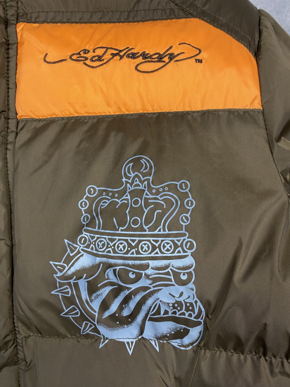 Ed Hardy Ed Hardy by Christian Audigier Y2K Boys Puffer Jacket Brown Size US XXS / EU 40 - 17 Thumbnail