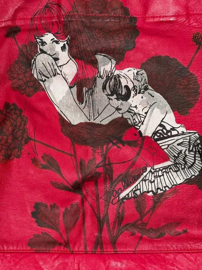 John Galliano AW2010 John Galliano Red Dahlia Flowers & Geiko Girls Print Tote Bag Size ONE SIZE - 7 Thumbnail