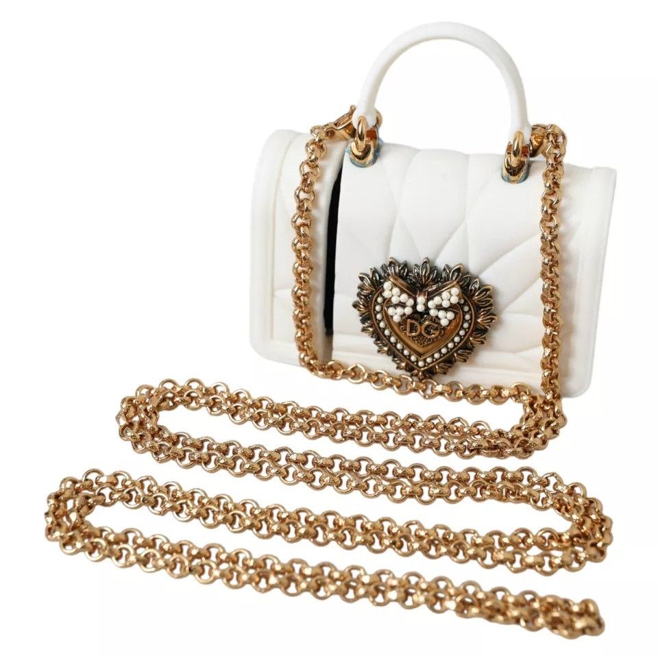 Dolce & Gabbana White Silicone Devotion Heart Bag Gold Chain Hand Airpods Size ONE SIZE - 1 Thumbnail