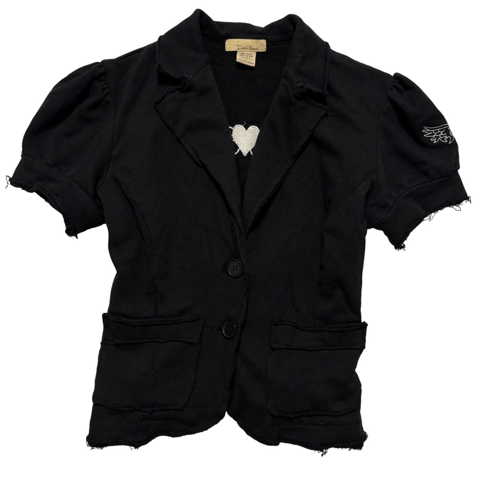 Other VTG Black Silver Heart Graphic Short Sleeve Sweater Top S Size S / US 4 / IT 40 - 1 Thumbnail