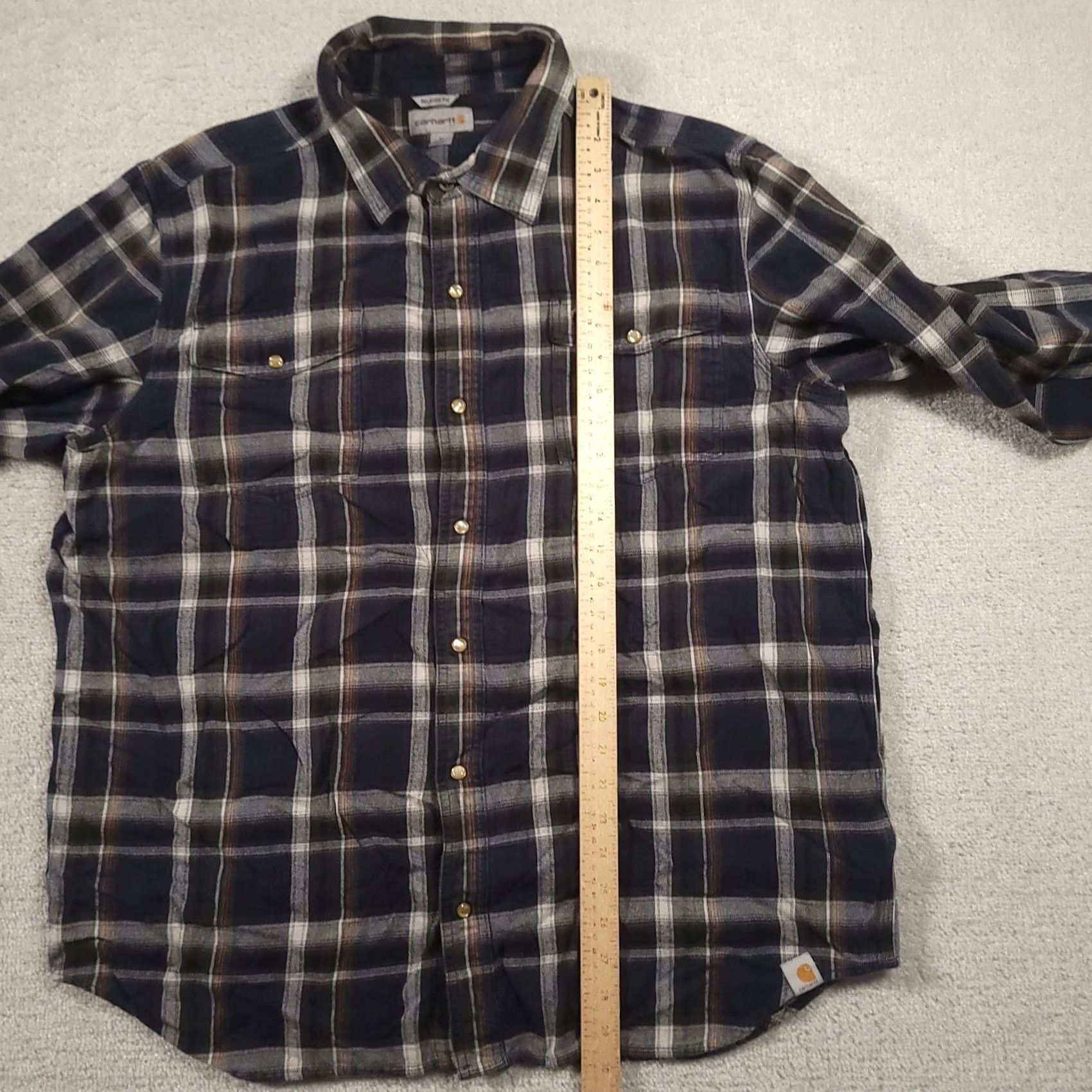 Carhartt Carhartt Shirt Men XL Relaxed Fit Pearl Snap Western Blue Plaid Size US XL / EU 56 / 4 - 5 Thumbnail