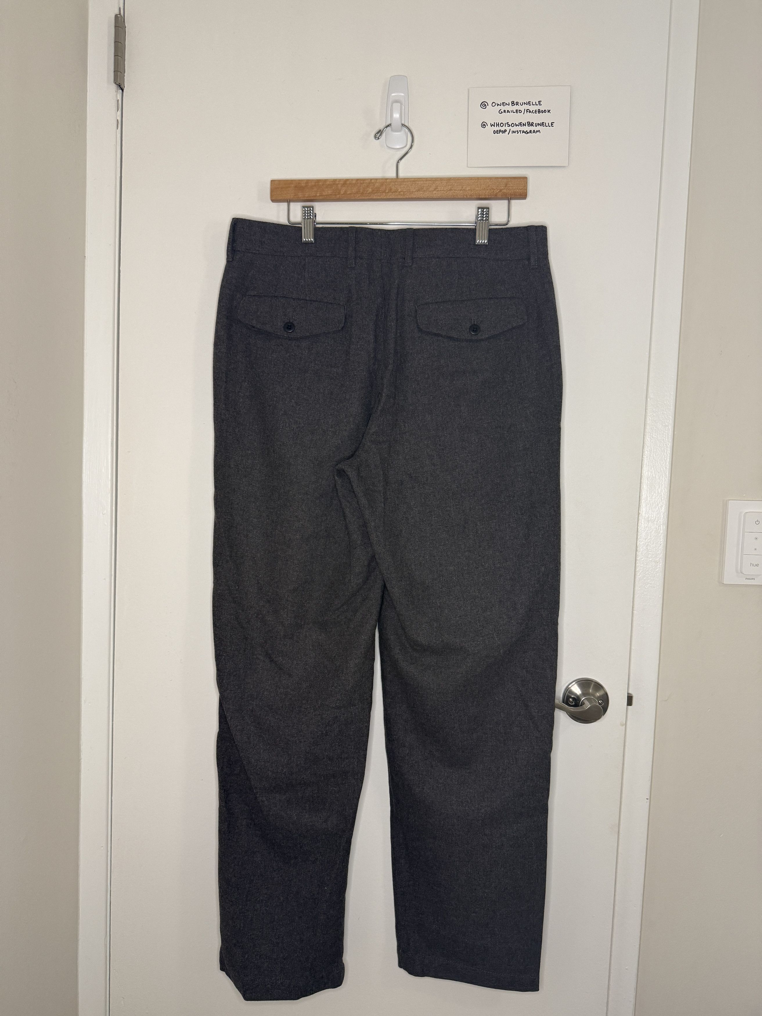 J.Crew J.Crew Wool Dress Trousers 33x32 Charcoal Gray Size US 33 - 2 Thumbnail