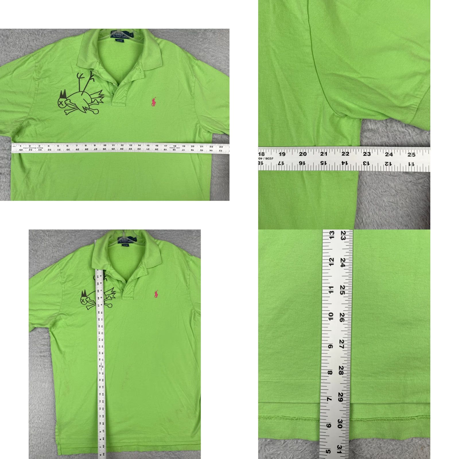 Ralph Lauren VINTAGE Polo Ralph Lauren Shirt Adult Large Green Cotton DeadBird Crossbone Golf Mens Regular Short Sleeve 40" Chest 100% Cotton Green 90s Golf Theme Size US L / EU 52-54 / 3 - 8 Thumbnail