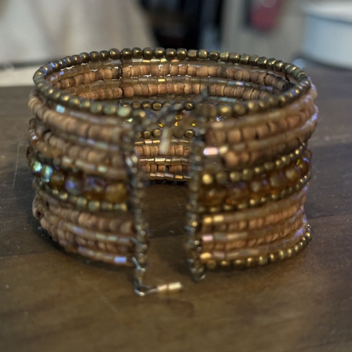 Other Coconut and amber beaded wide cuff bracelet Size ONE SIZE - 3 Thumbnail