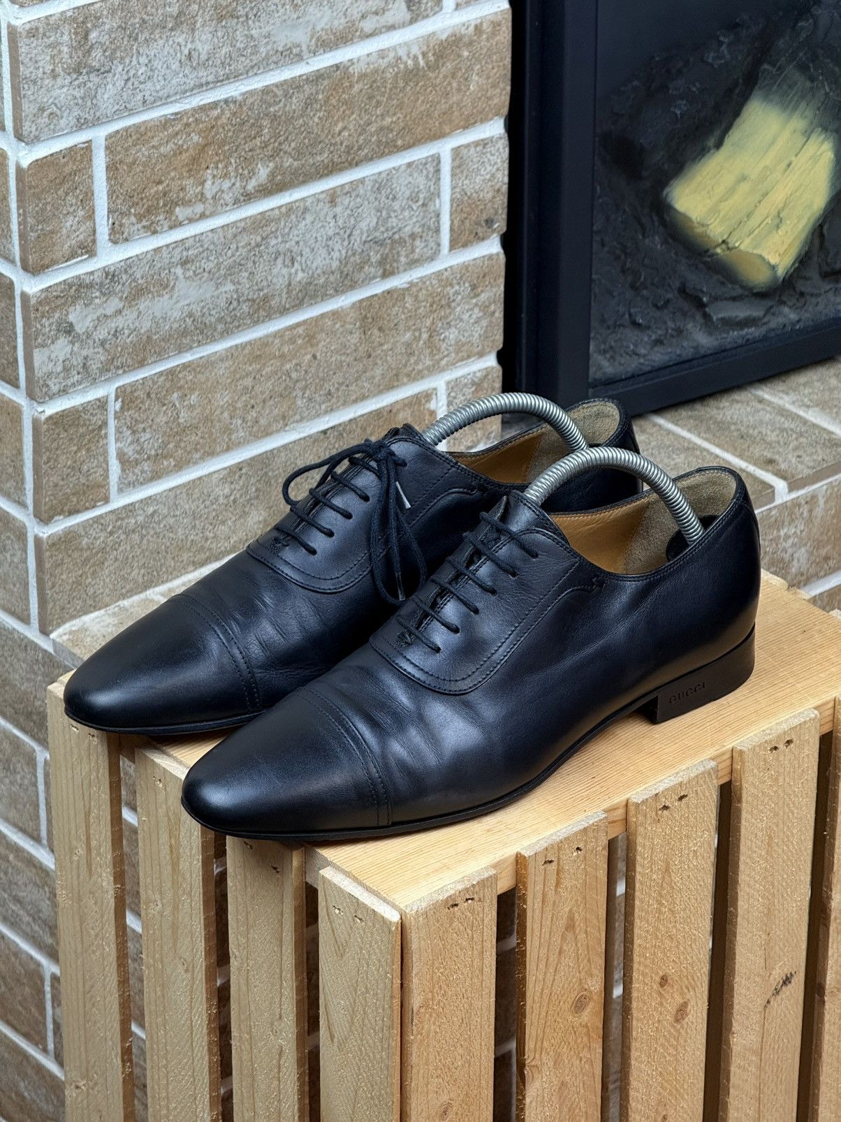 Gucci Gucci Black Leather Oxford Formal Shoes Size US 7.5 / EU 40-41 - 2 Thumbnail