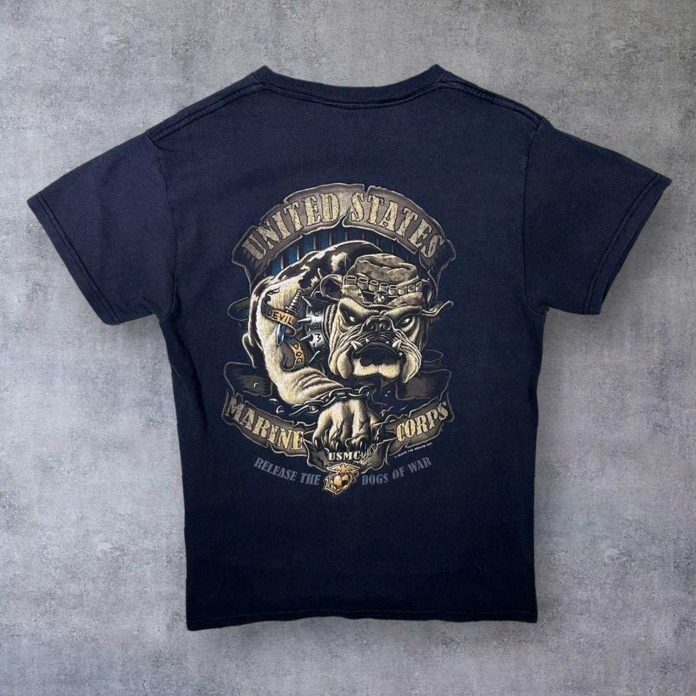 Delta Delta USMC United States Marine Corps Military Graphic Black T-Shirt Small VINTAGE? Size US S / EU 44-46 / 1 - 2 Thumbnail