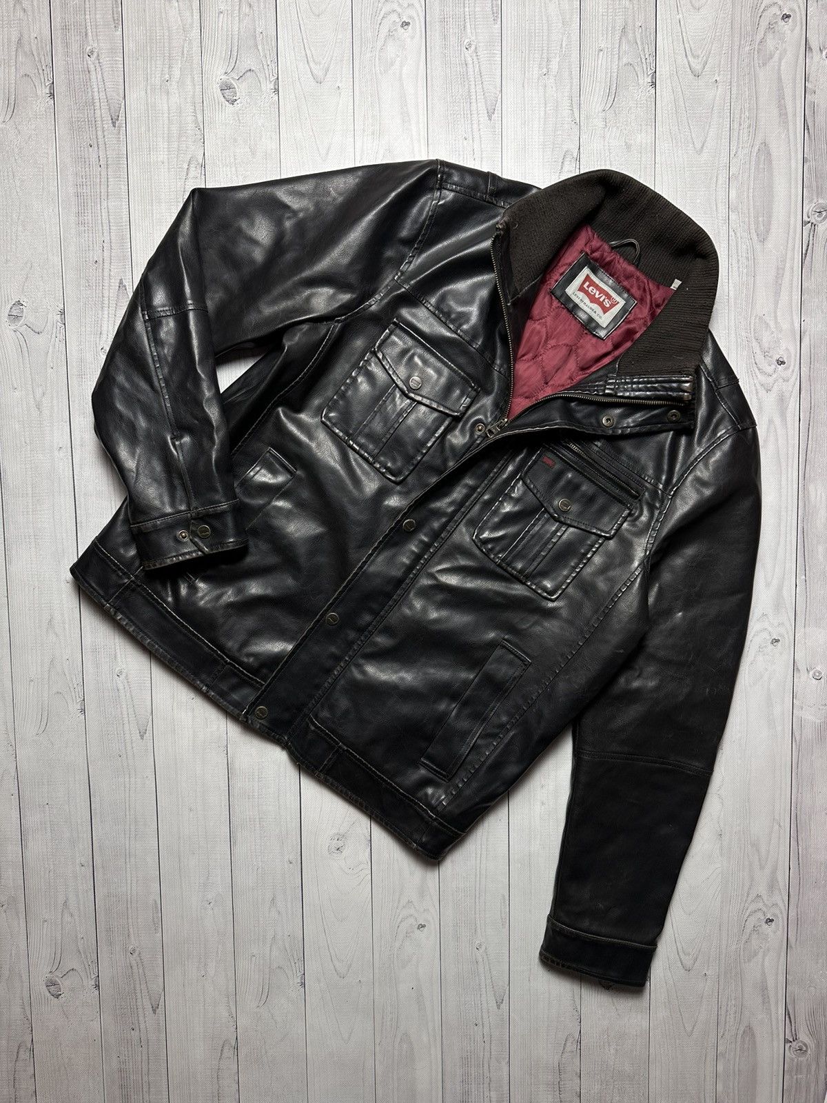 Levi's Vintage Clothing × Vintage Vintage Levi’s Leather Jacket size L logo Size US L / EU 52-54 / 3 - 1 Thumbnail