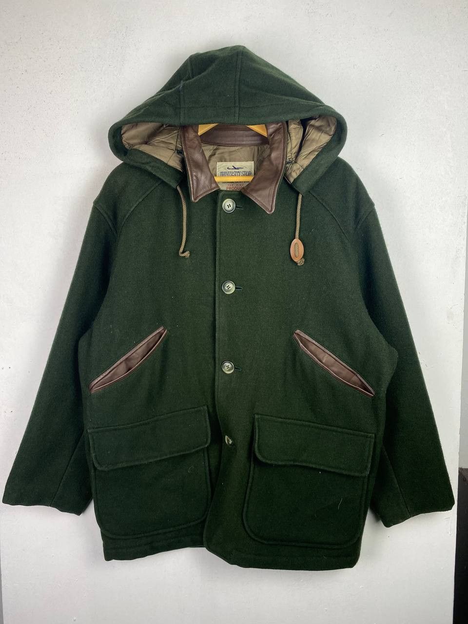 japanese brands wool jacket partially leather nice design