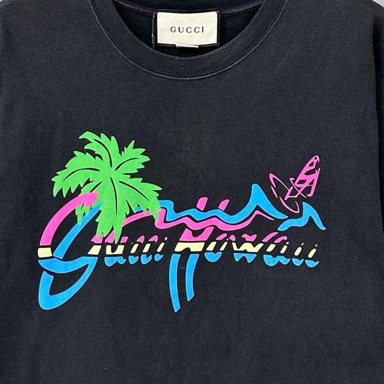 Gucci Black Hawaiian Logo Short Sleeve TShirt-2505 Size XS / US 0-2 / IT 36-38 - 3 Thumbnail