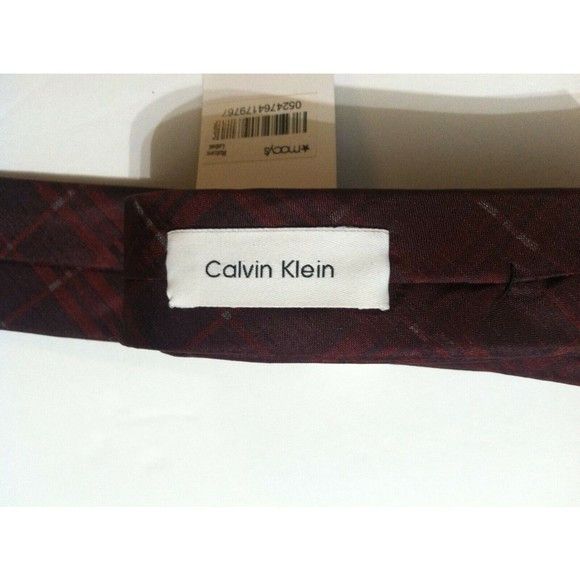 Calvin Klein CALVIN KLEIN MENS NEW BURGUNDY 100%SILK NECKTIE WIDTH: 2" Size ONE SIZE - 2 Thumbnail