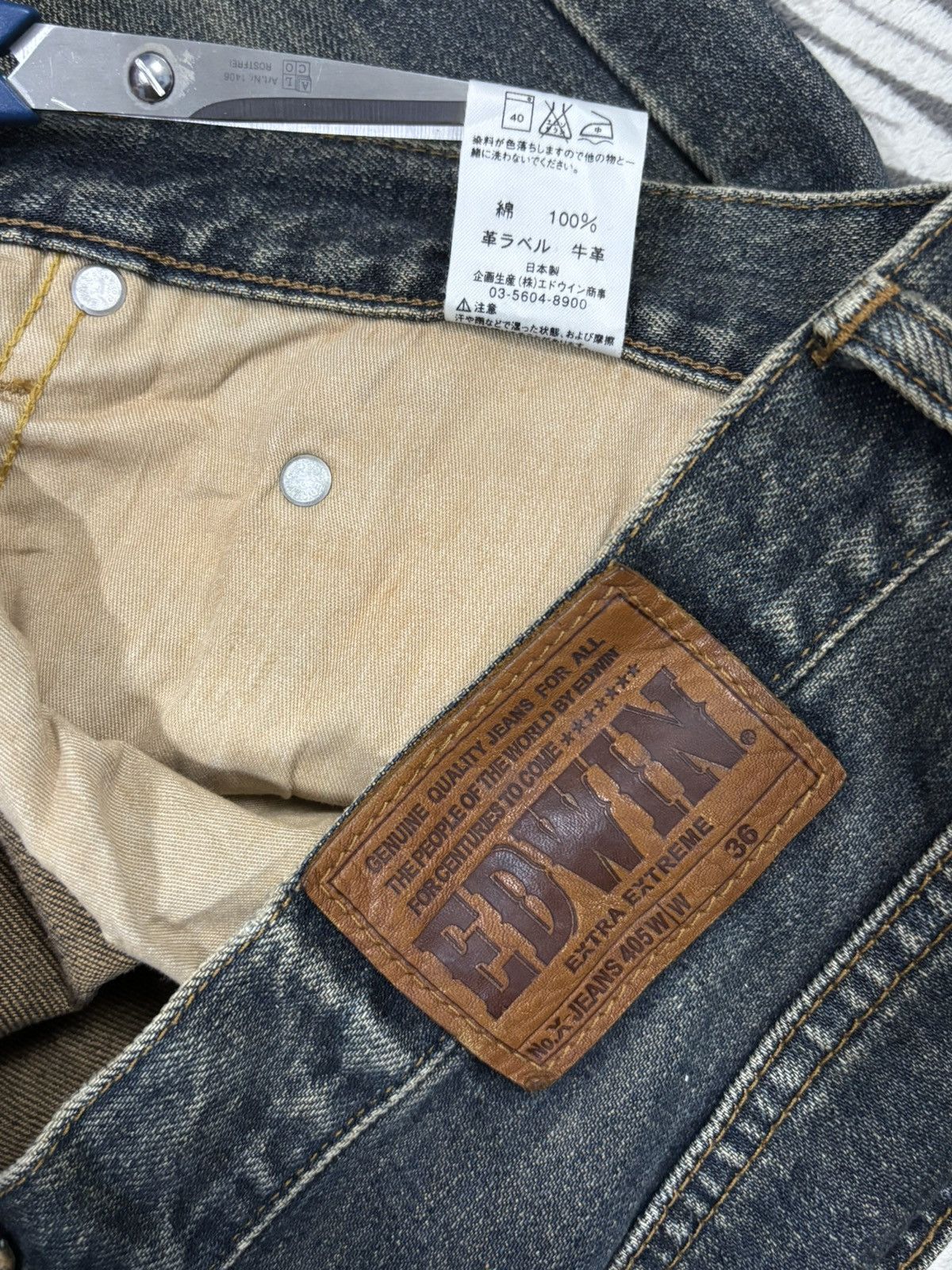 Edwin Vintage Y2K Edwin 405 Indigo Mud Wash Baggy Distressed Jeans Size US 36 / EU 52 - 19 Thumbnail