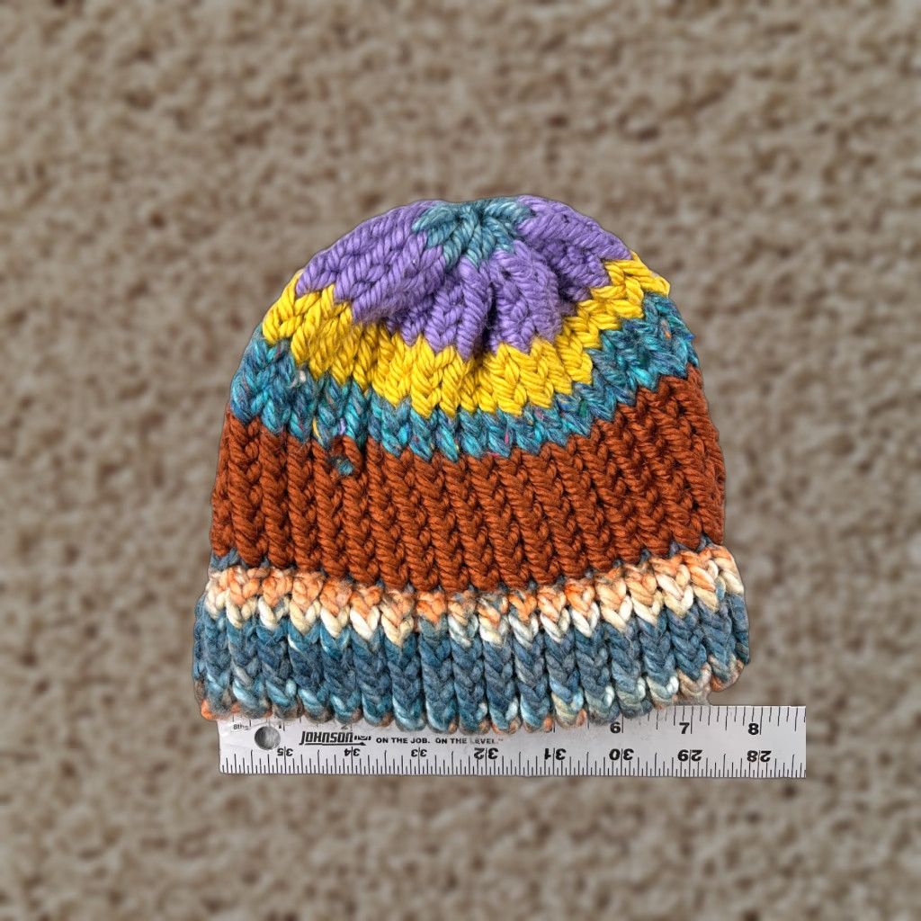 Vintage Womens Beanie One Size Brown Blue Knit Stripe Acrylic Blend Winter Ski Size ONE SIZE - 1 Thumbnail