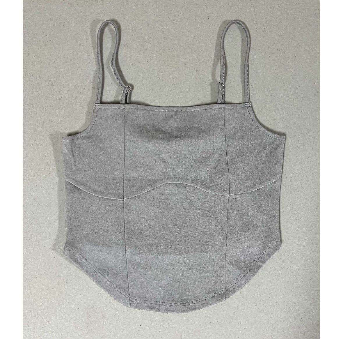Vintage Gray Solid Fitted Zipper Tank Crop Top Shirt Blouse Size M 🩶 Size M / US 6-8 / IT 42-44 - 3 Thumbnail