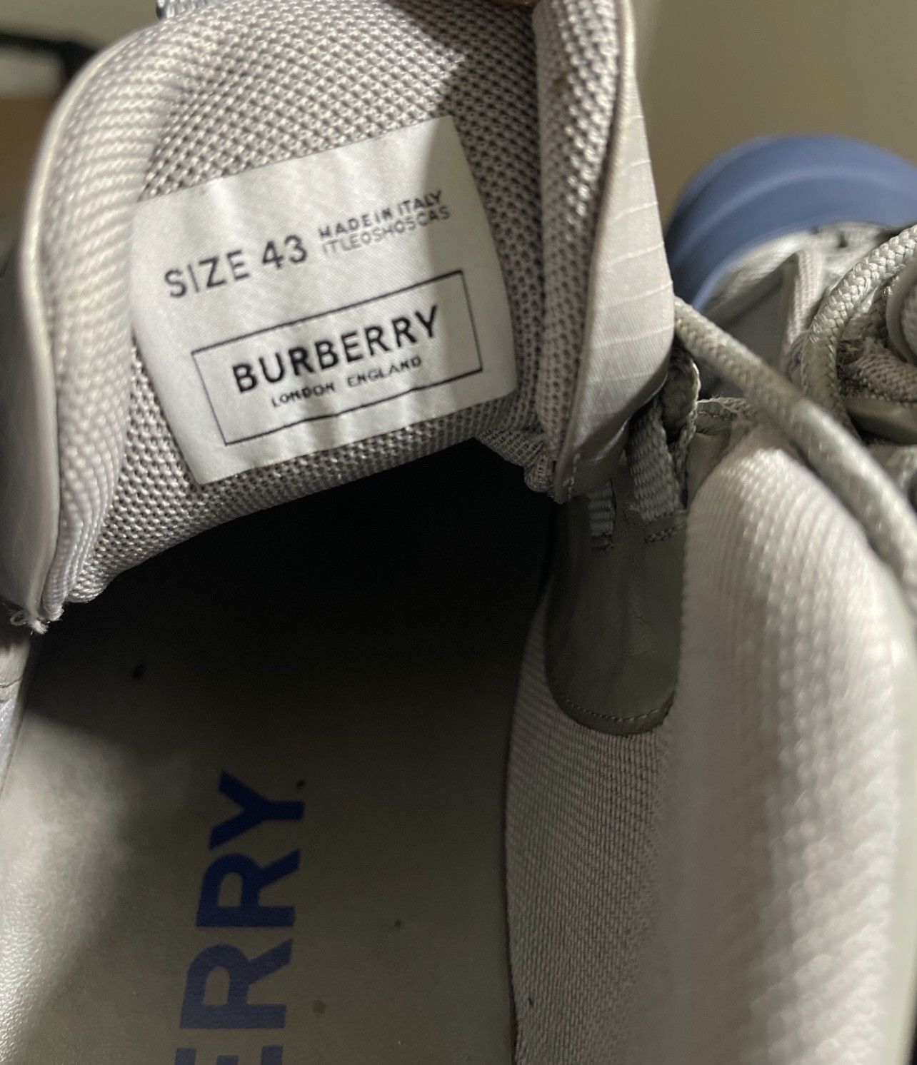 Burberry BURBERRY ARTHUR SNEAKERS WARM GREY OCEANIC BLUE SZ 43 (10) Size US 10 / EU 43 - 5 Thumbnail