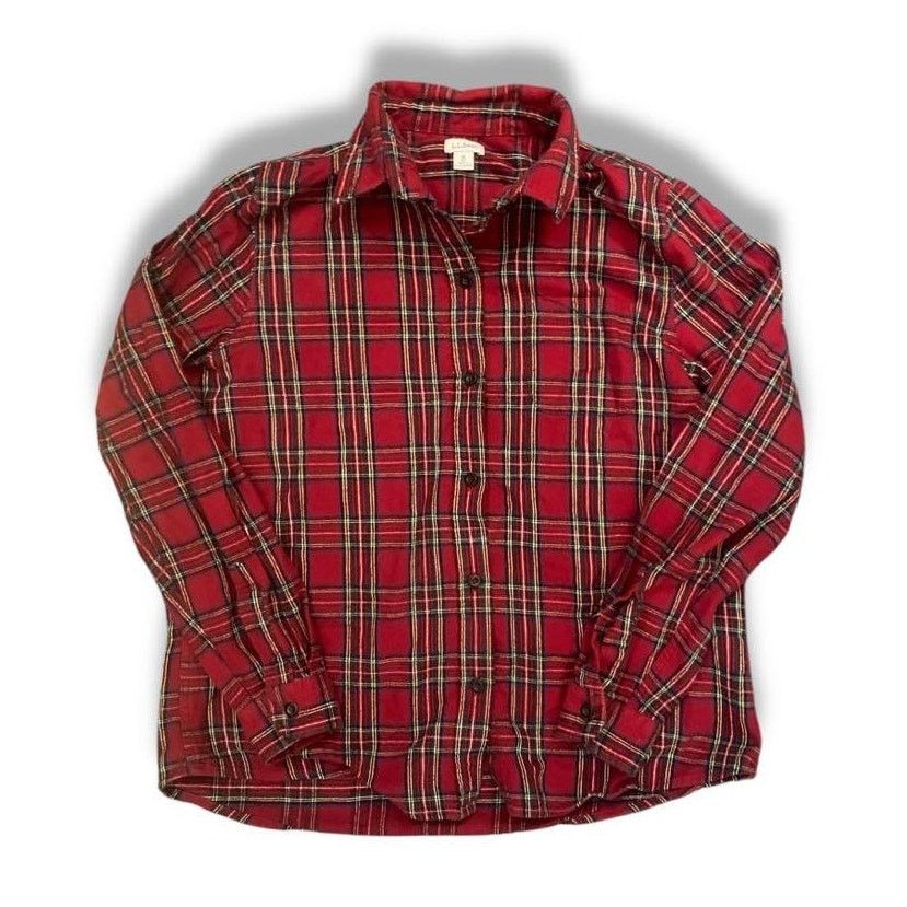 L.L. Bean L.L. Bean Red Plaid Flannel Button Jacket Coat 100% Cotton M Size US M / EU 48-50 / 2 - 1 Thumbnail