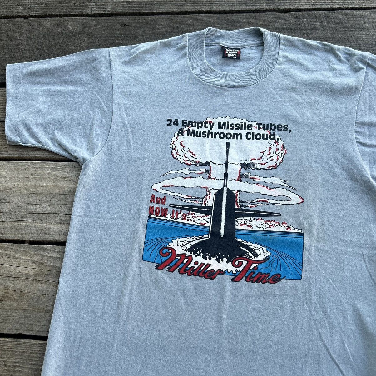 Vintage Vintage 80s Miller Time Nuclear Missile Mushroom Cloud Shirt Size US L / EU 52-54 / 3 - 2 Thumbnail