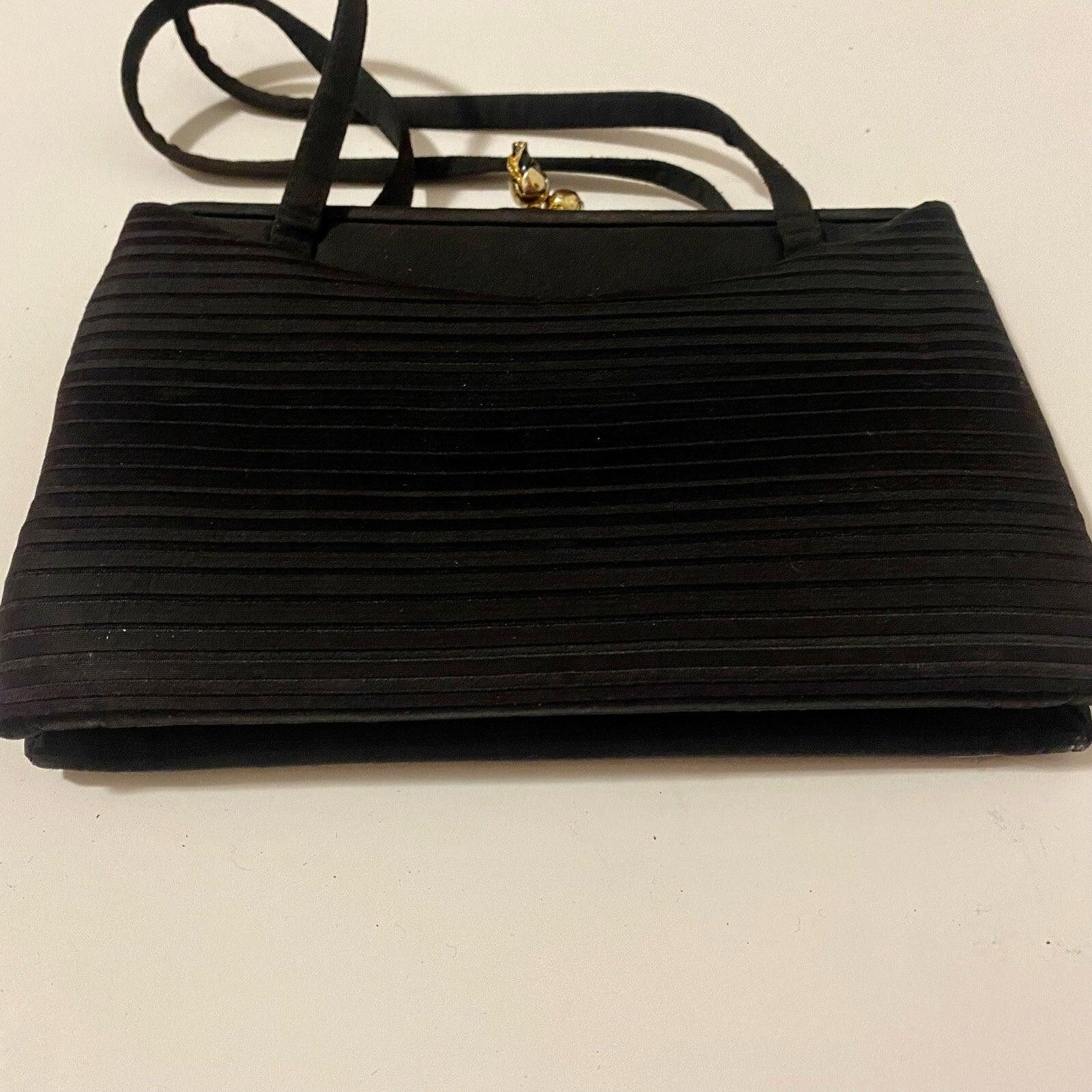 Other Crown Lewis Vintage Black Pleated Purse Evening Bag Size ONE SIZE - 7 Thumbnail