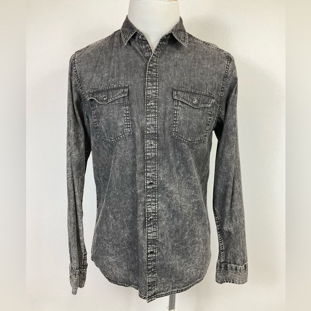 ONLY & SONS ONLY & SONS Medium Faded Black Denim Shirt Size US M / EU 48-50 / 2 - 1 Thumbnail