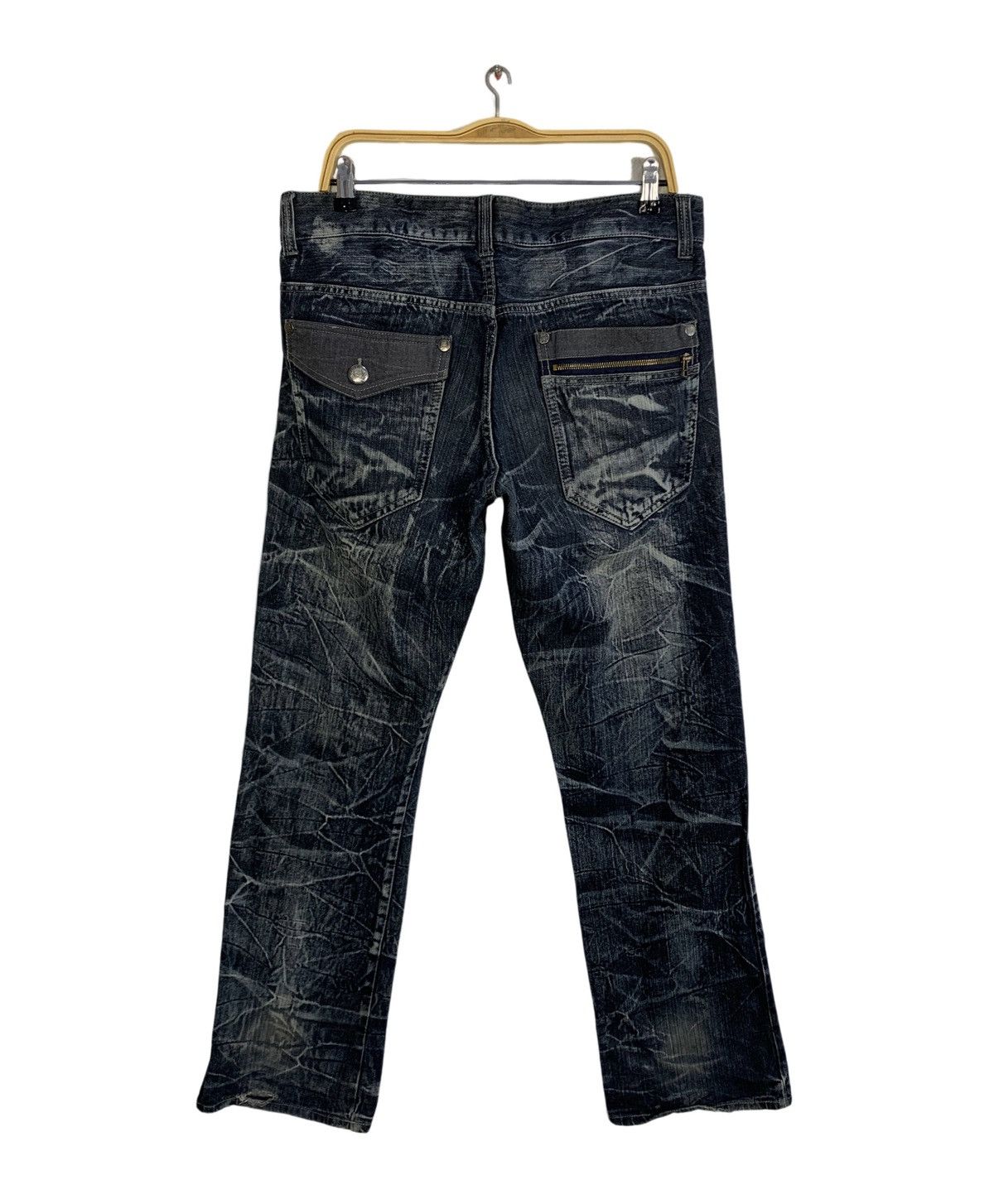 Japanese Brand Jack Serika Whisker Indigo Denim Straight Leg Zipper Pocket Size US 35 - 2 Thumbnail