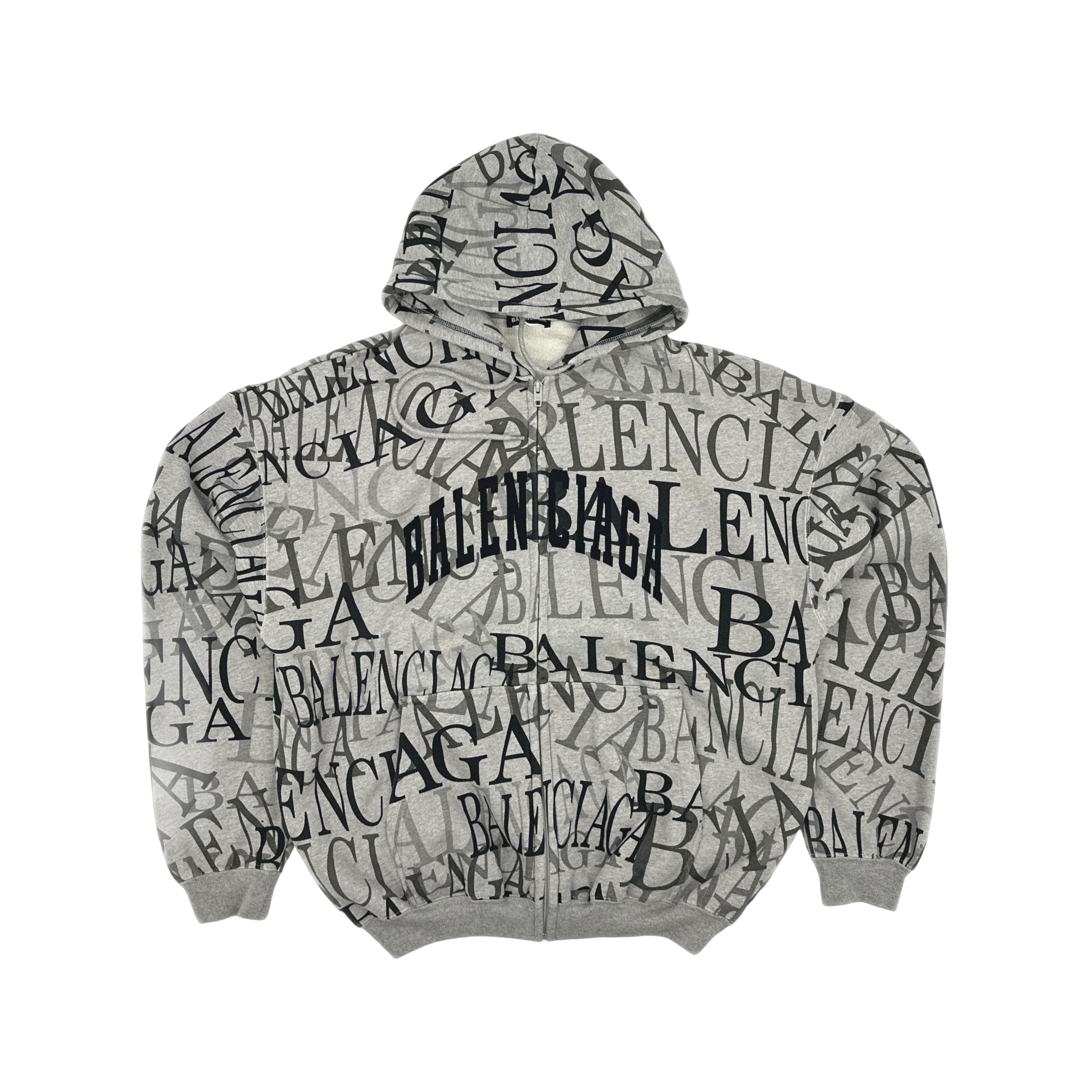 Balenciaga Balenciaga All-over Logo Zip Hoodie Size XXS Size US XXS / EU 40 - 1 Thumbnail