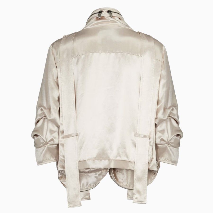 Fendi o1d2blof0824 Satin Jacket With Pockets in Beige Size M / US 6-8 / IT 42-44 - 2 Thumbnail