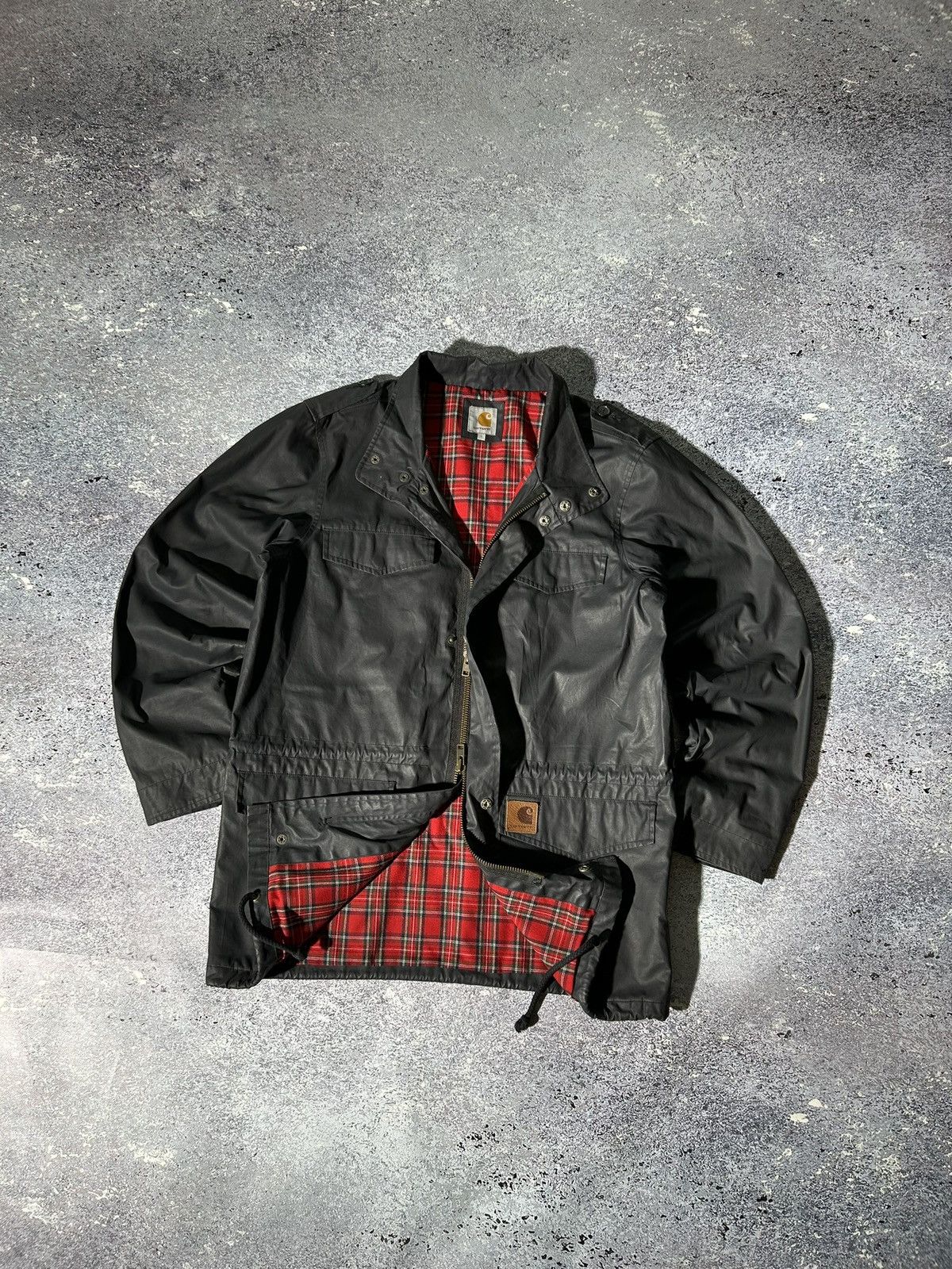Pre-owned Carhartt X Vintage Carhartt Jacket Multi Pocket Wax Style Workwear Y2k In Grey