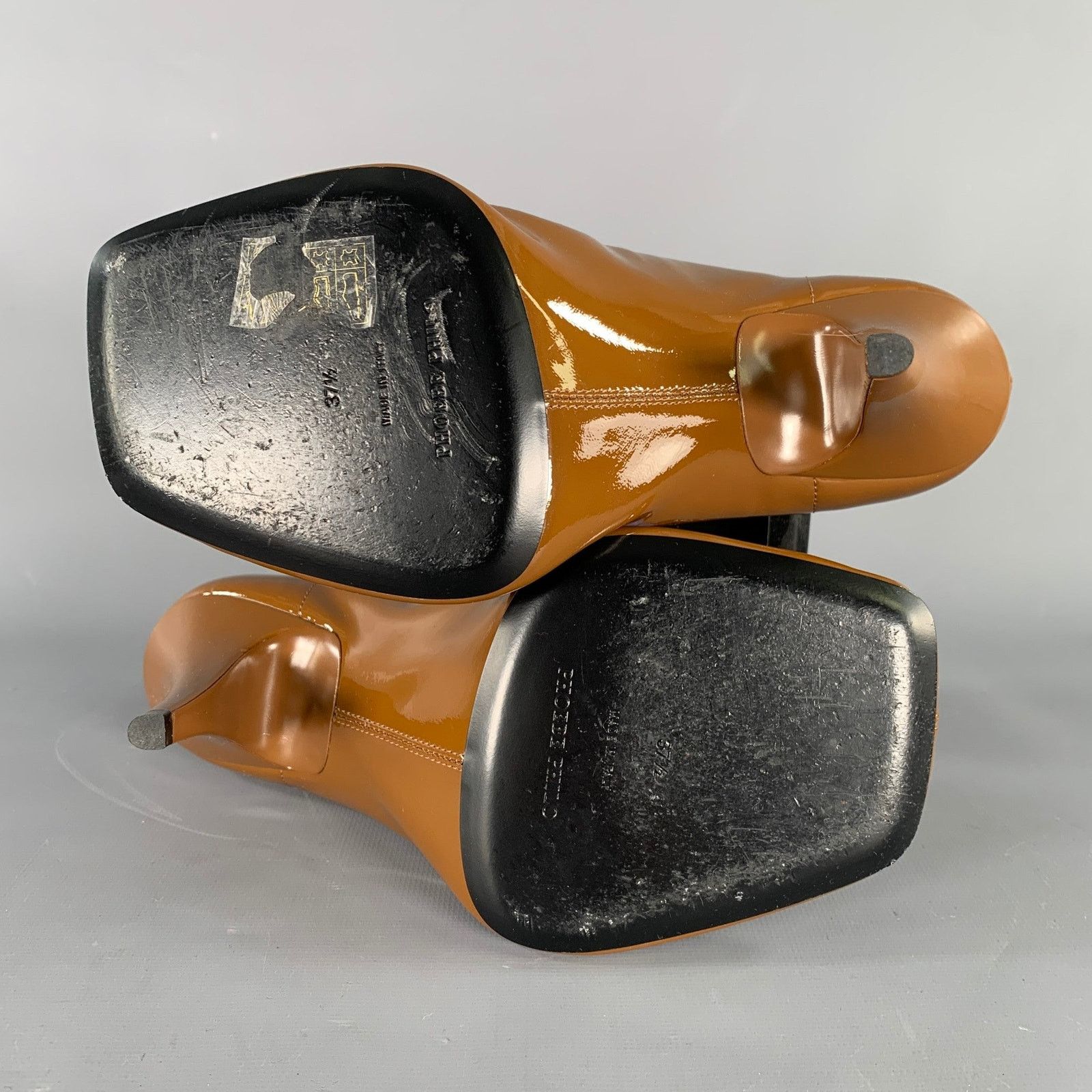 Phoebe Philo PHOEBE PHILO Size 7.5 Camel Patent Leather Square Toe Boots Size US 7.5 / IT 37.5 - 6 Thumbnail