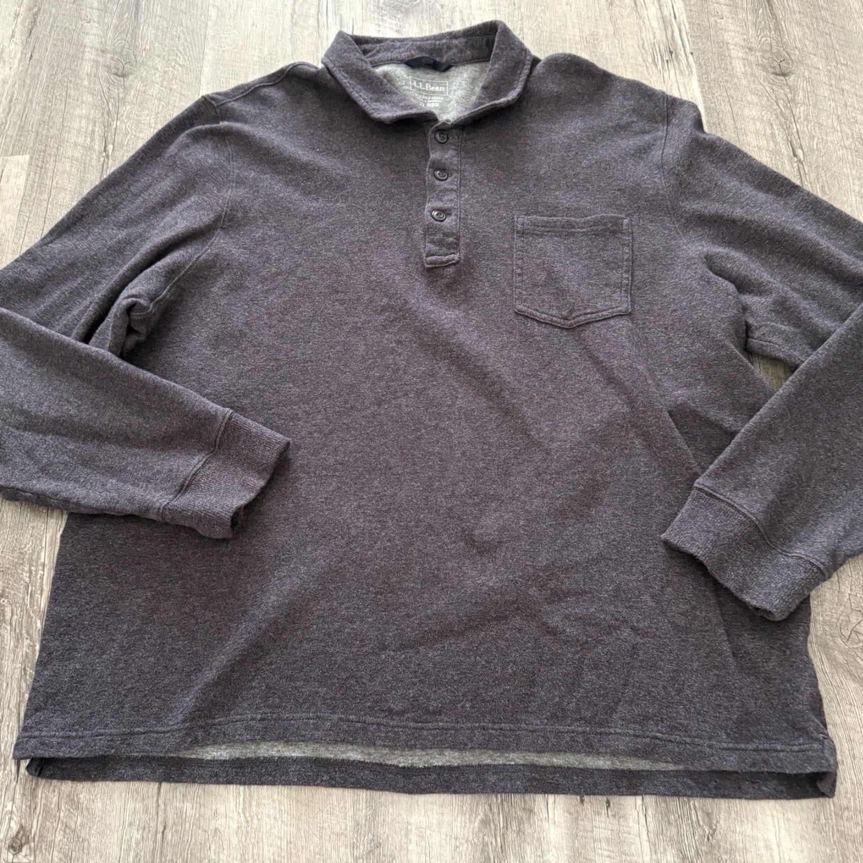Vintage LL Bean Polo Shirt Mens XL Reg Gray Washed Cotton Double Knit Long Sleeve Shirt Polo Mens XL Gray Nylon Cotton Knit Breathable Pockets 30in 26in Size US XL / EU 56 / 4 - 6 Thumbnail