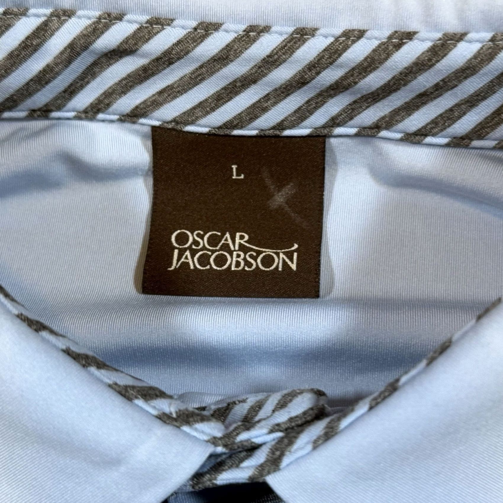 Oscar Jacobson Oscar Jacobson Golf Polo Shirt Men's L Blue Stripe Size US L / EU 52-54 / 3 - 4 Thumbnail