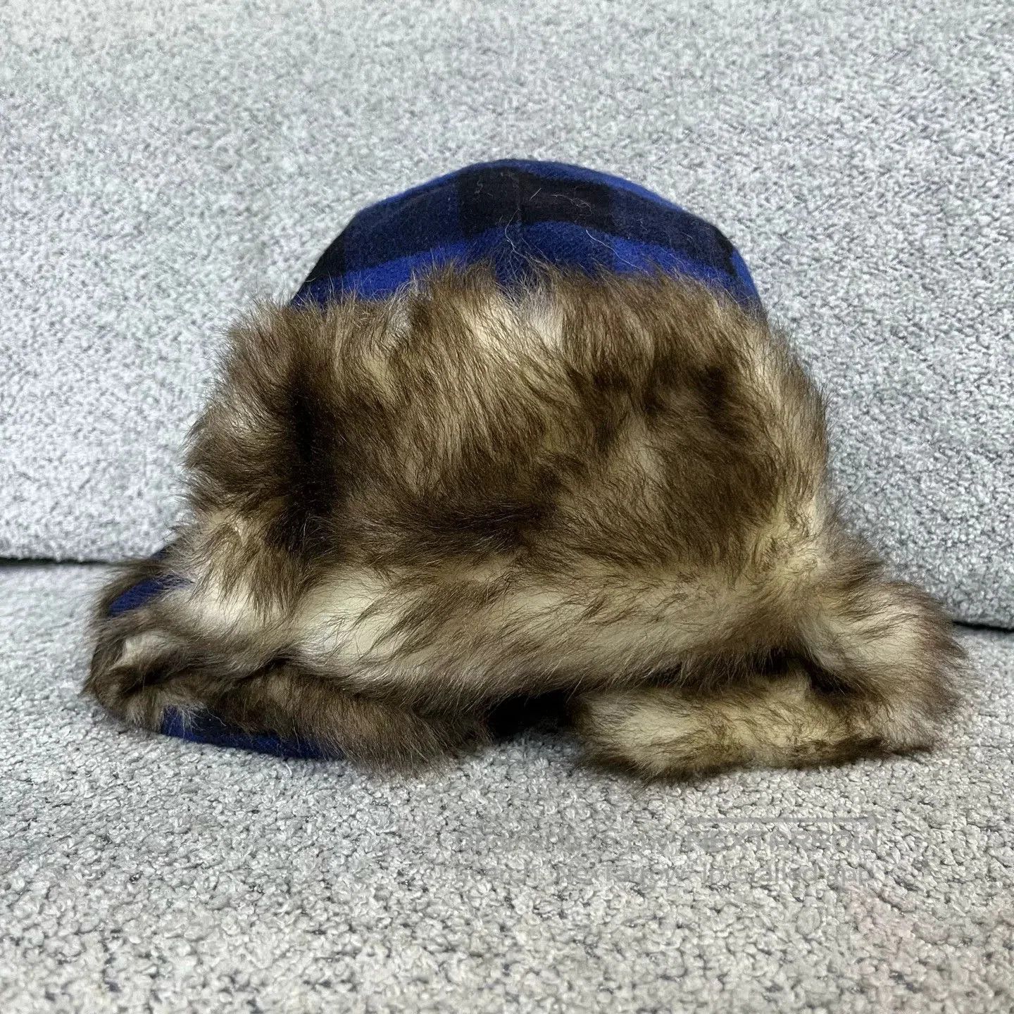 Celine Celine Latest Blue Plaid Print Hat. Size ONE SIZE - 3 Thumbnail