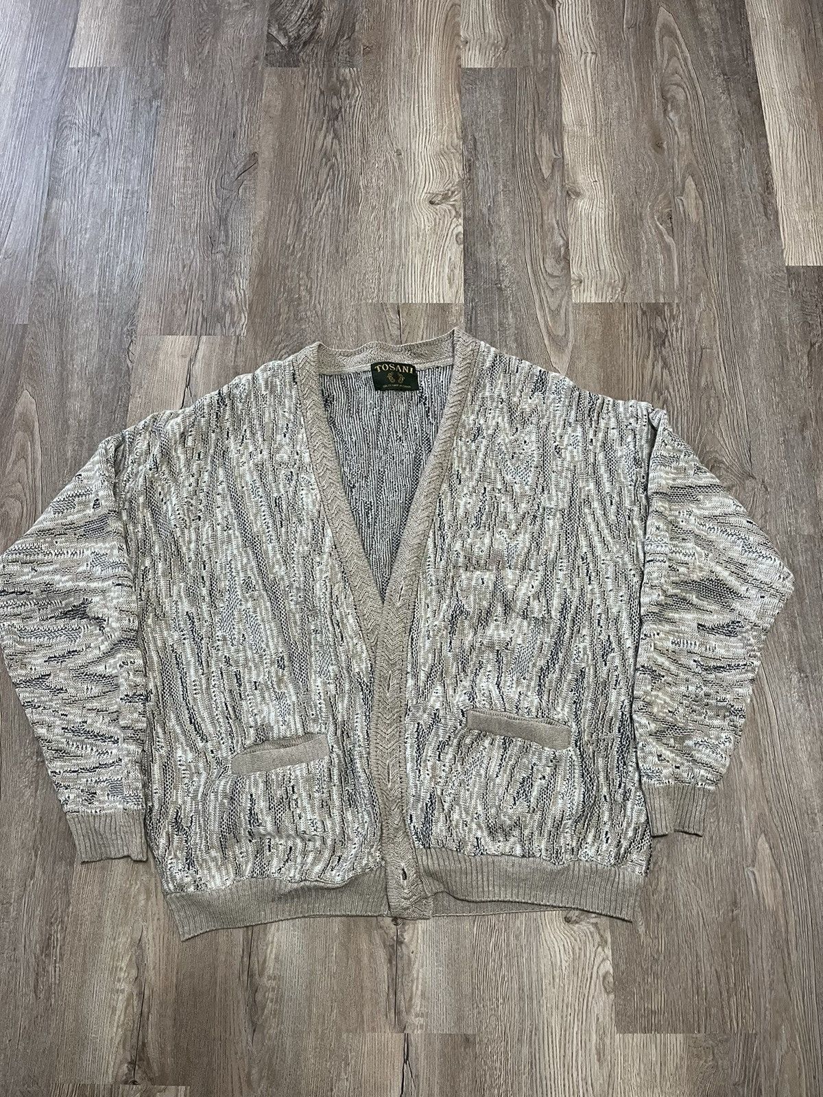 image of Coogi Style Knit Cardigan in Brown, Men's (Size Large)