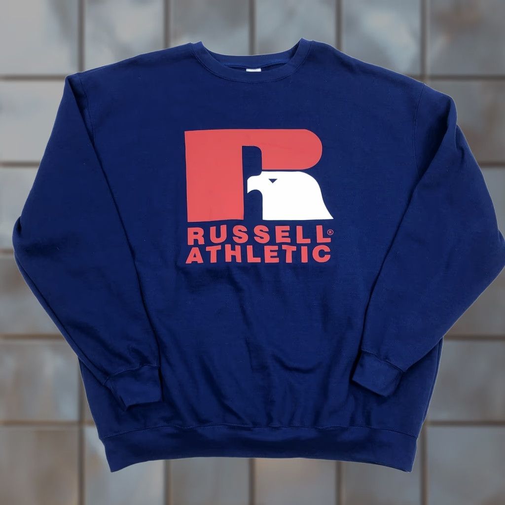 Russell Athletic Russell Athletic Men's 3XLT Pullover Sweatshirt Big & Tall Blue Crewneck Fleece Sweatshirt Size US XXL / EU 58 / 5 - 1 Thumbnail