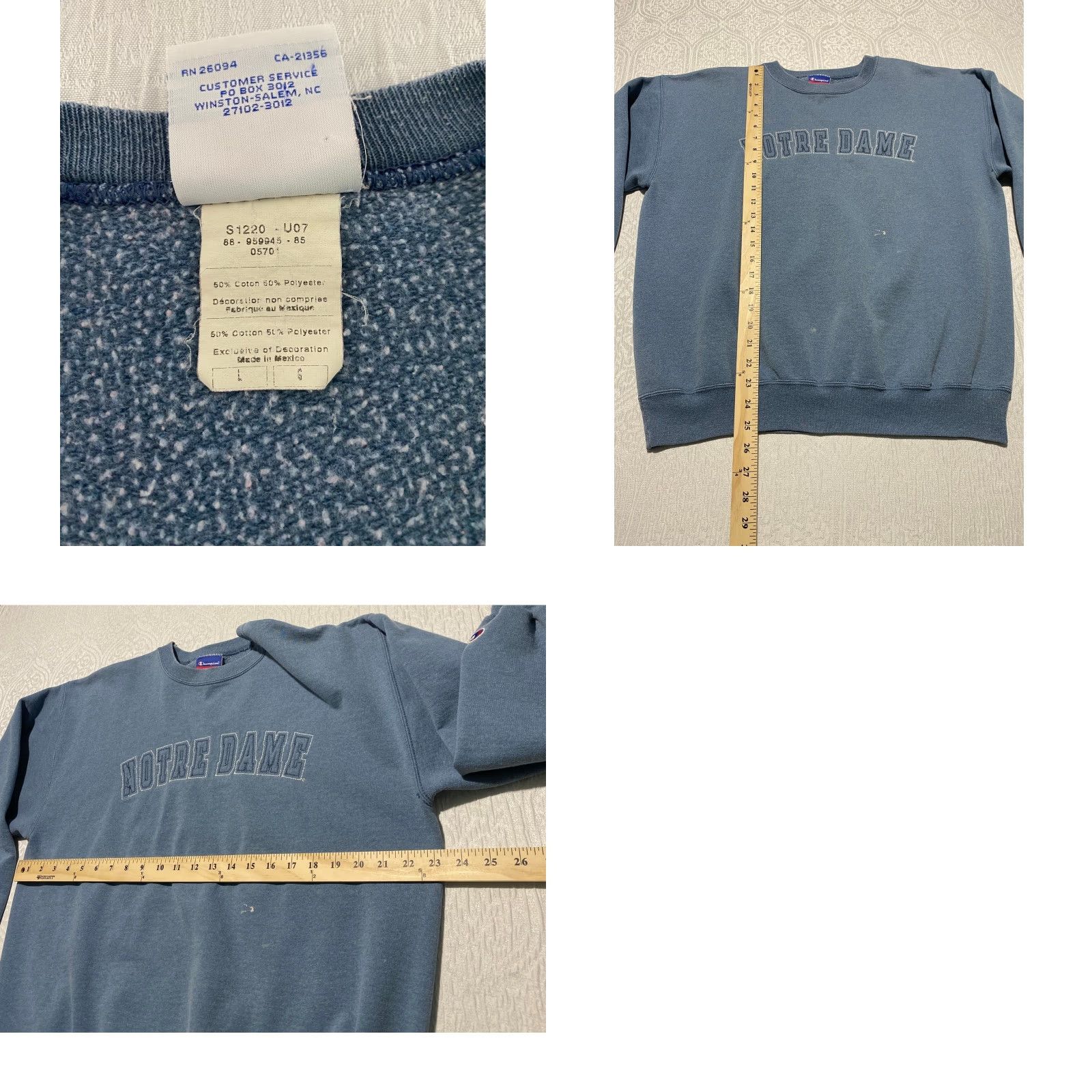 Champion VINTAGE Champion Notre Dame Sweatshirt Mens L Blue Crewneck Authentic Athletic S1220 Size US L / EU 52-54 / 3 - 8 Thumbnail