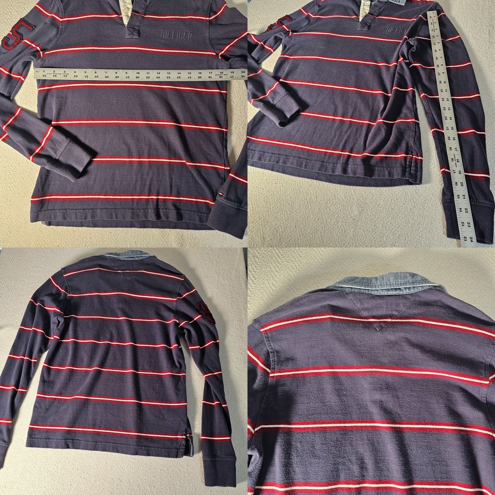 Tommy Hilfiger Tommy Hilfiger Polo Shirt Long Sleeve Mens XS Blue Red Stripe Logo Size US XS / EU 42 / 0 - 8 Thumbnail