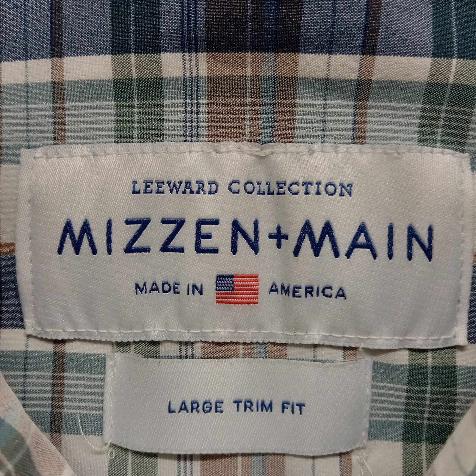 Mizzen+Main Mizzen+Main Shirt L Men's Leeward Trim Fit Blue Plaid Size US L / EU 52-54 / 3 - 4 Thumbnail