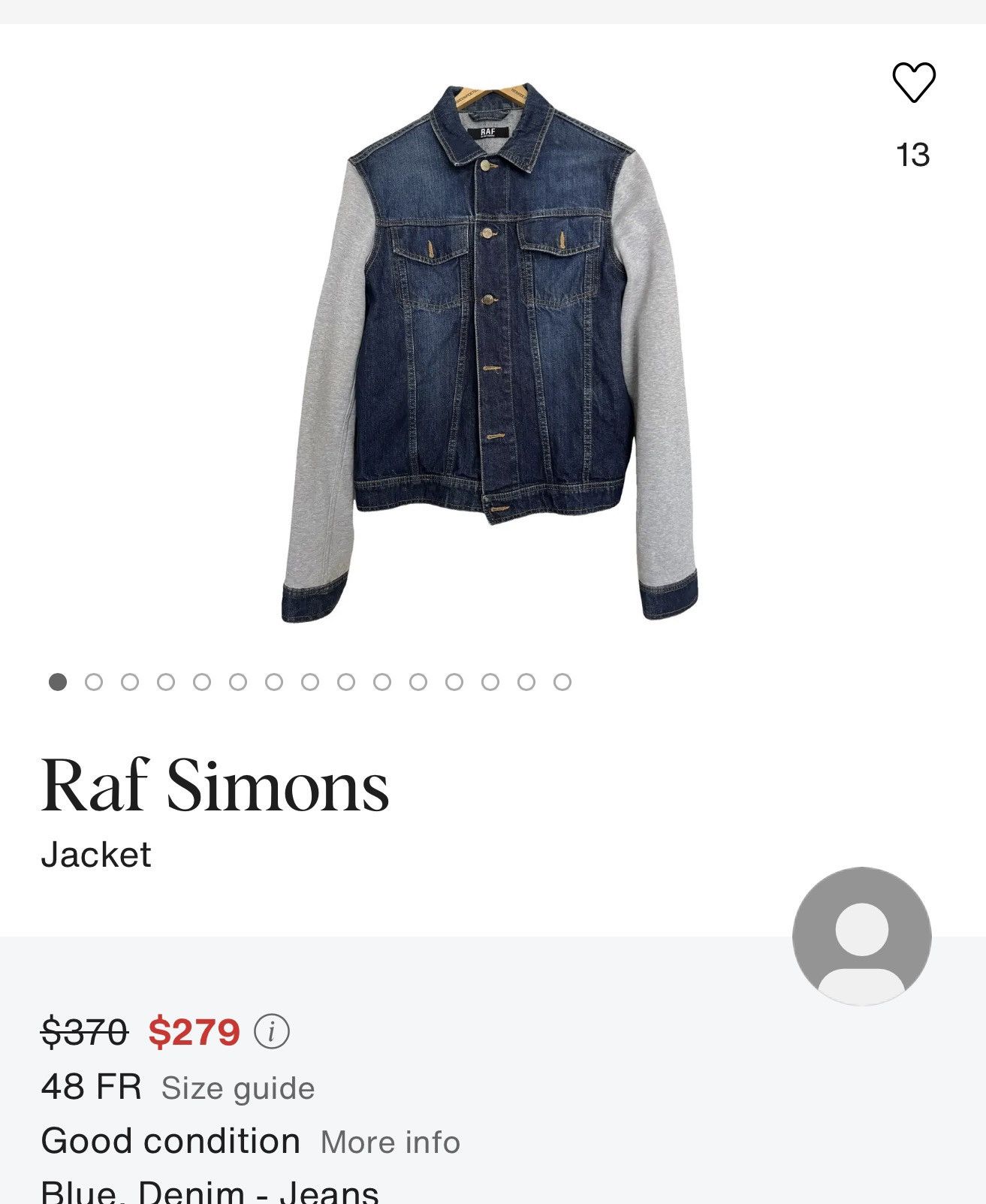 Raf by Raf Simons RAF by raf Simons denim jacket w/ cotton fleece sleeves - s Size US S / EU 44-46 / 1 - 3 Thumbnail