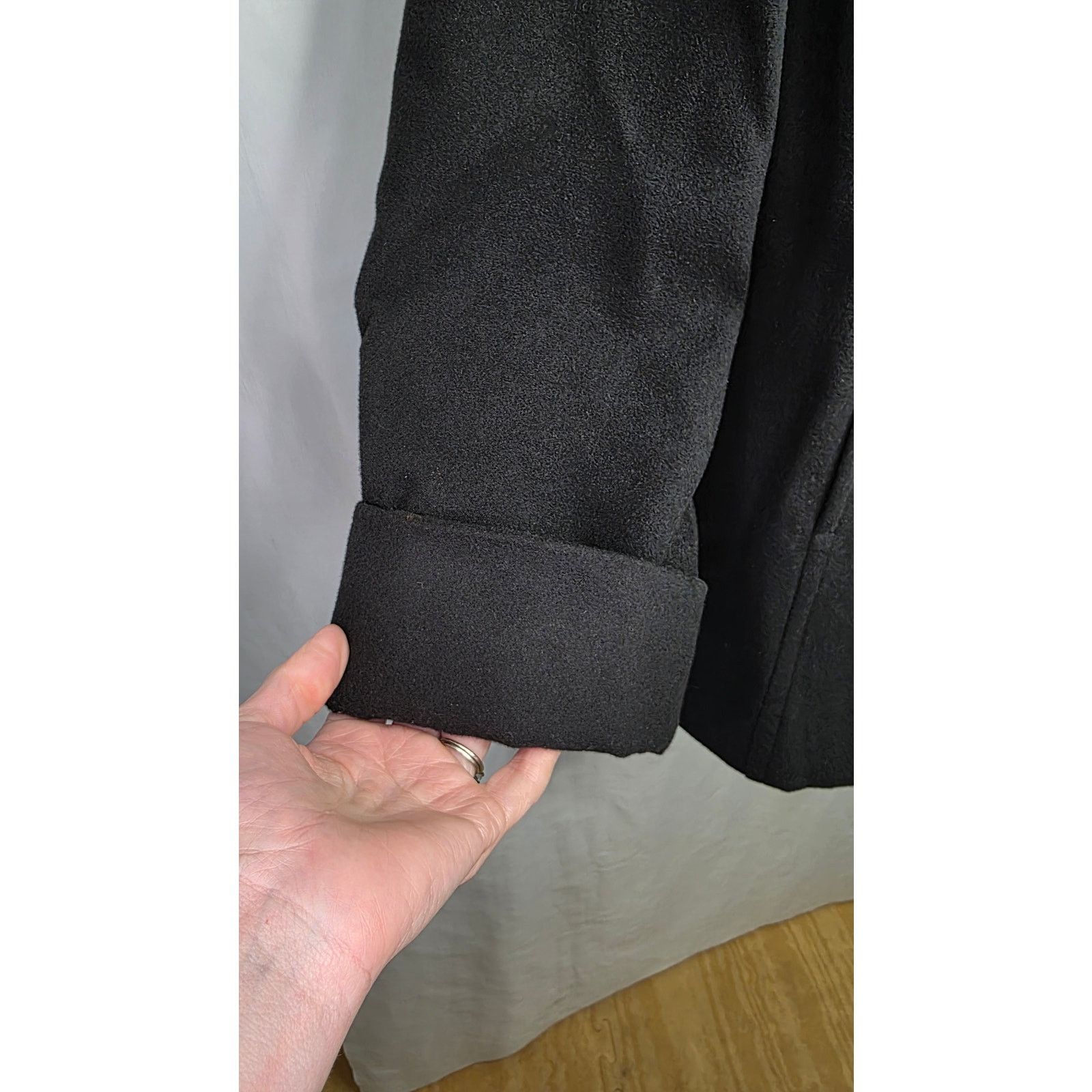 1 Madison Womens Black Peacoat Jacket Large Button Front Winter Coat Size L / US 10 / IT 46 - 6 Thumbnail
