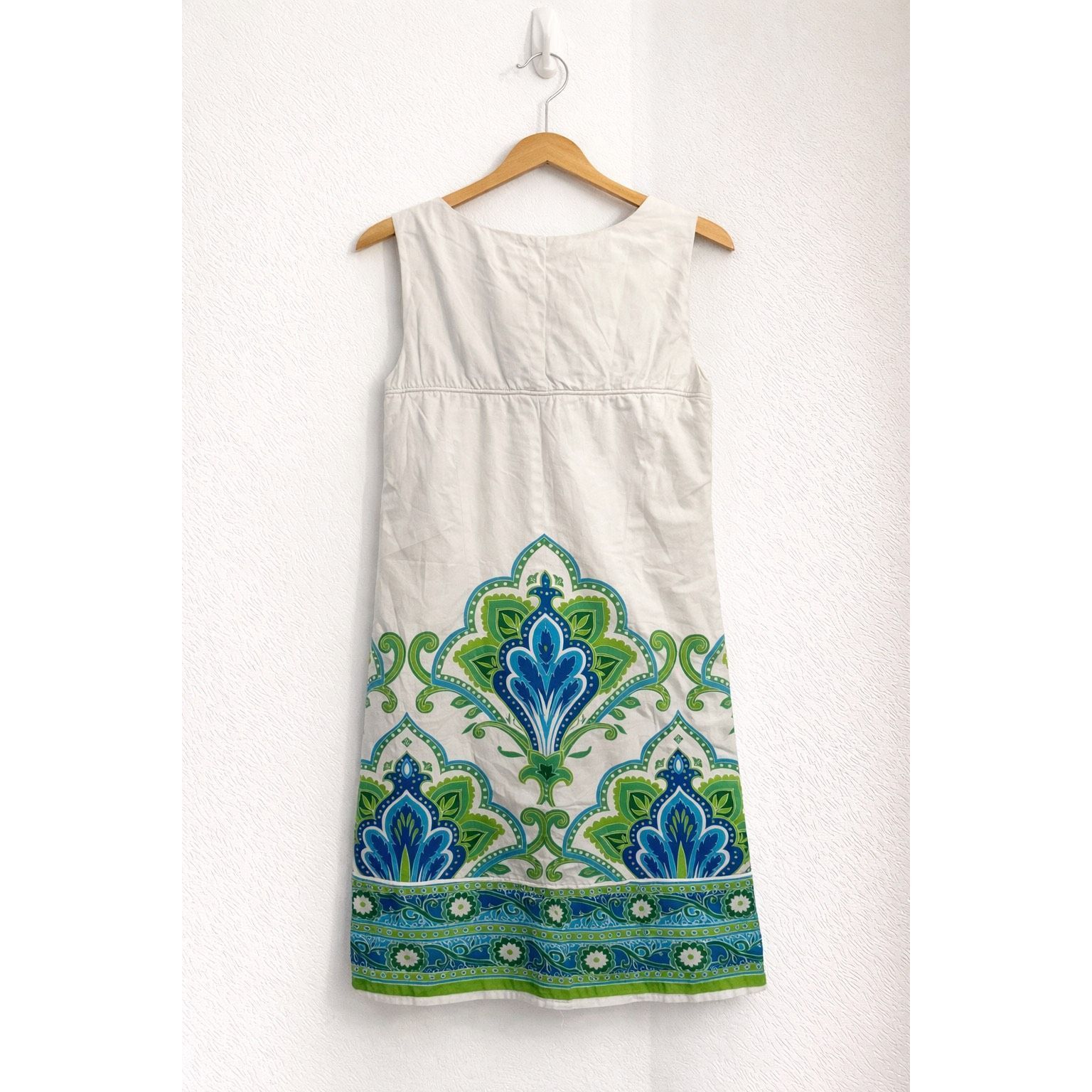 Other London Times Petites Printed Shift Dress White Blue Green Sl Size XL / US 12-14 / IT 48-50 - 2 Thumbnail