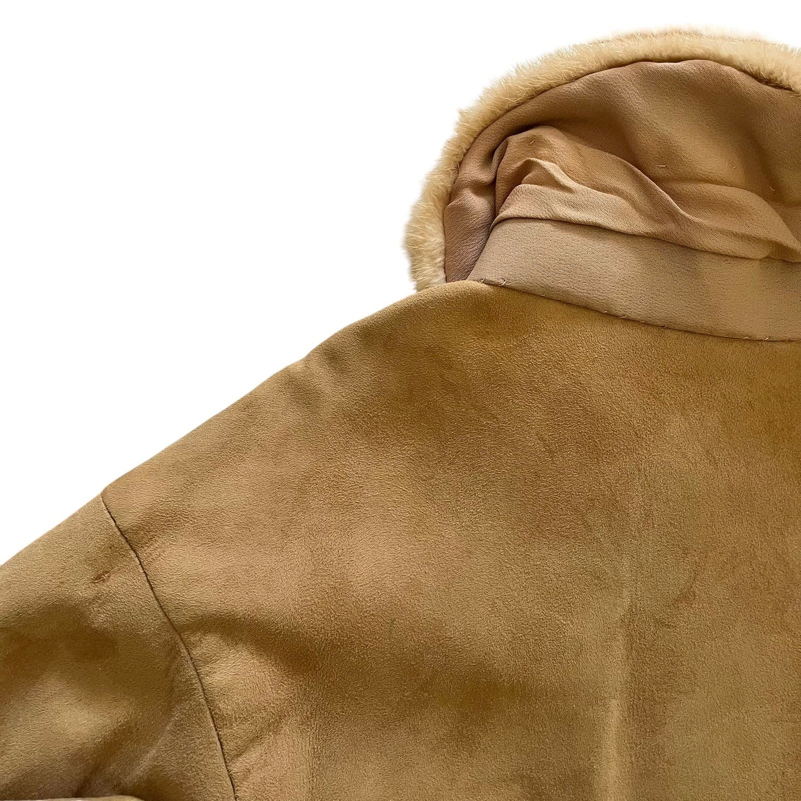 Vintage Vintage Suede Leather Coat Palomino Blonde Mink Fur Collar Size S / US 4 / IT 40 - 8 Thumbnail