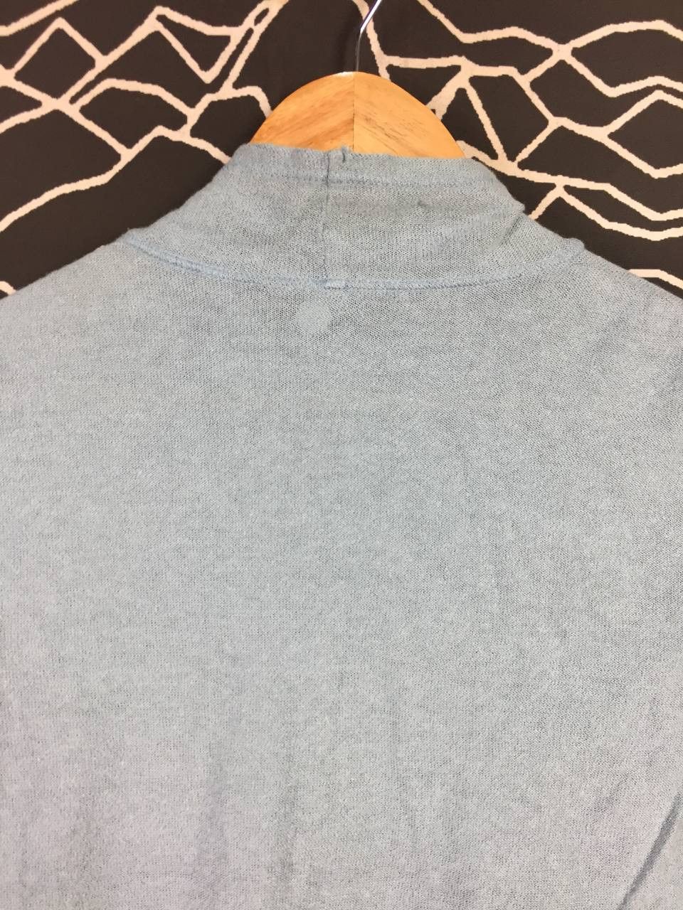 Japanese Brand Intellection Light Blue Short Sleeve Mock Neck Knit Tee Size S / US 4 / IT 40 - 6 Thumbnail