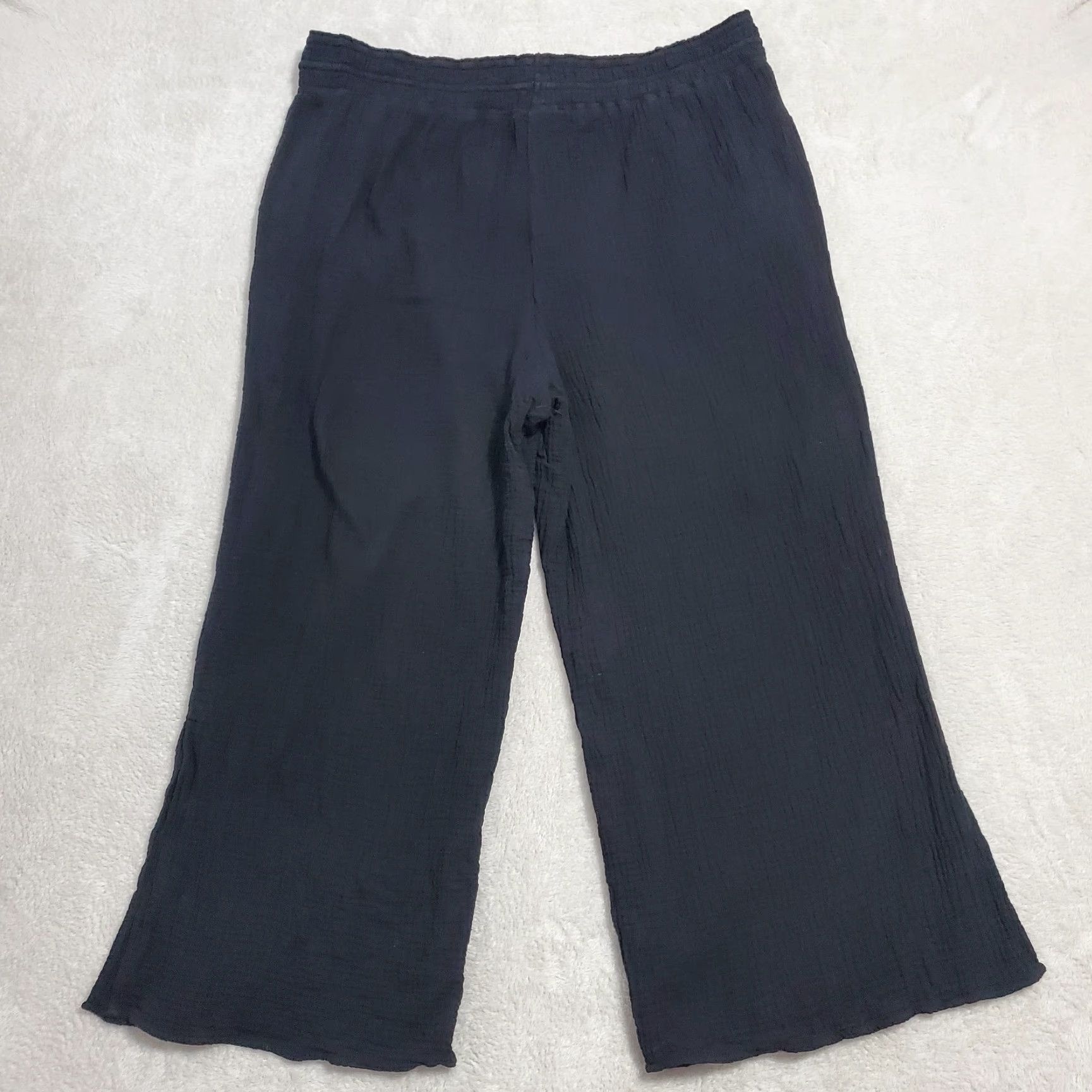 Vintage VINTAGE Tribal Jeans Gauze Pants Women XL Black Crinkle Cotton Crop Wide Leg Lagenlook Size 40" / US 18 - 2 Thumbnail