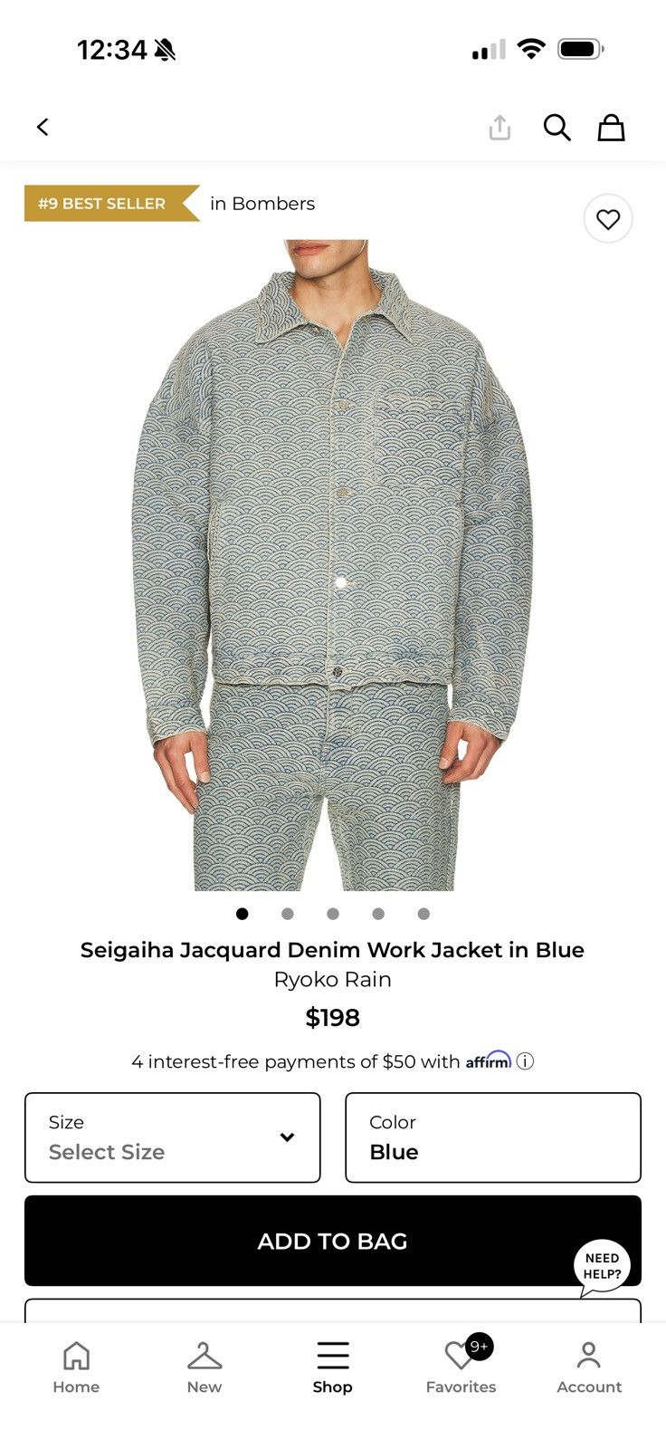 Ryoko Rain Ryoko Rain Seigaiha Jacquard Denim Work Jacket Size US L / EU 52-54 / 3 - 5 Thumbnail