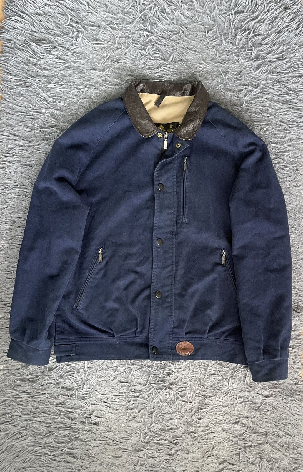Barbour Barbour 90s vintage moleskine blouson jacket leather collar