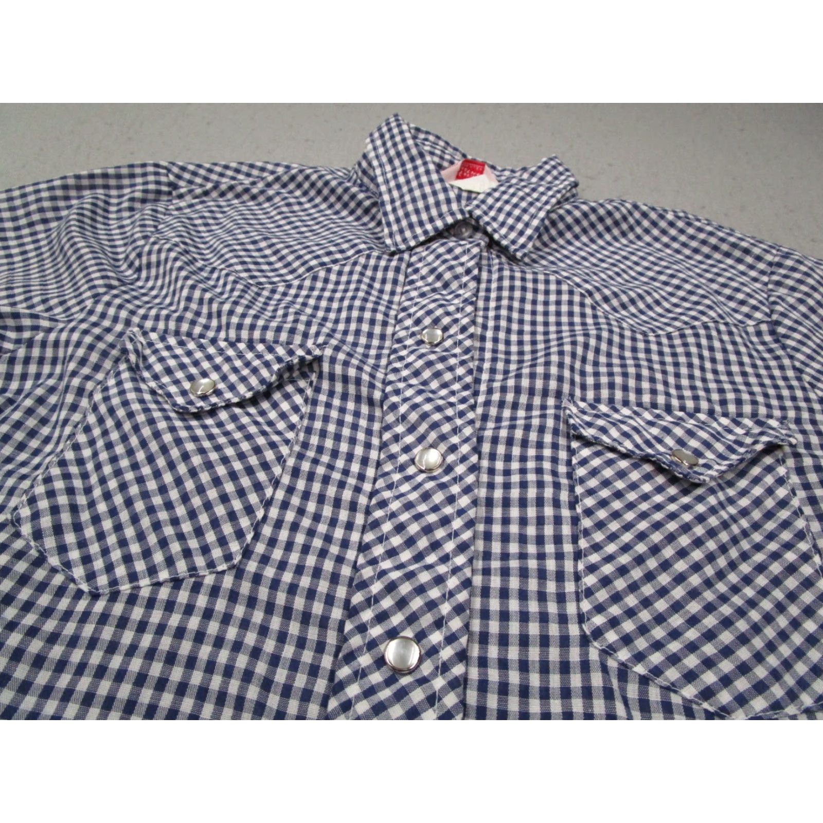 Vintage VINTAGE H Bar C Women’s Blue Check Button-Up Shirt Casual Western Yoke Pearl Snaps 70s Size XS / US 0-2 / IT 36-38 - 2 Thumbnail