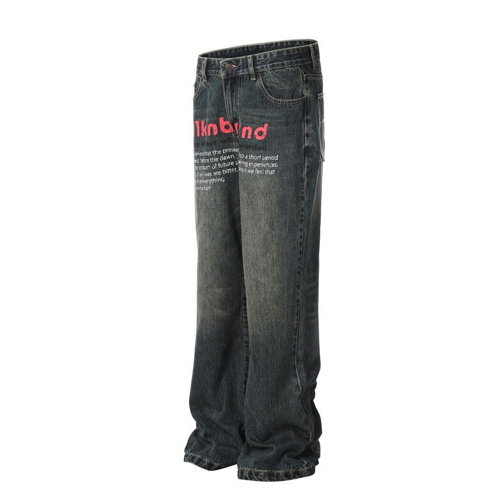 Japanese Brand × Jean Street casual hip-hop loose letter washed jeans y2k Size US 34 / EU 50 - 2 Thumbnail