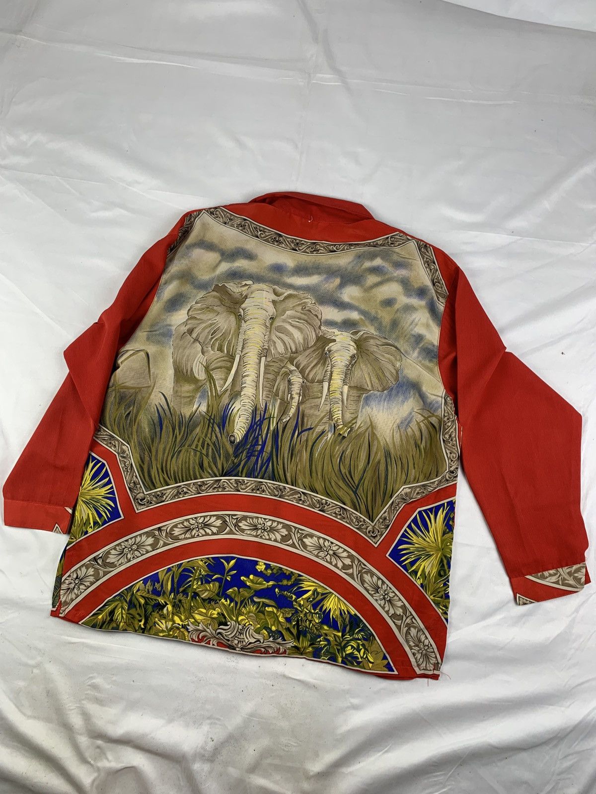 Japanese Brand 1990s Kanobi Japan Flower Elephant Art Graphic Silk Shirt Size M / US 6-8 / IT 42-44 - 4 Thumbnail