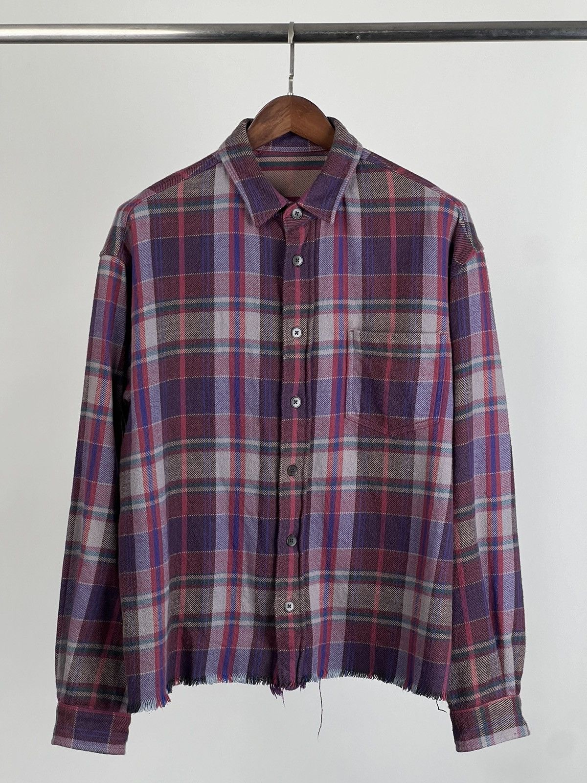 image of John Elliott Flannel Shirt M in Purple, Men's (Size Medium)